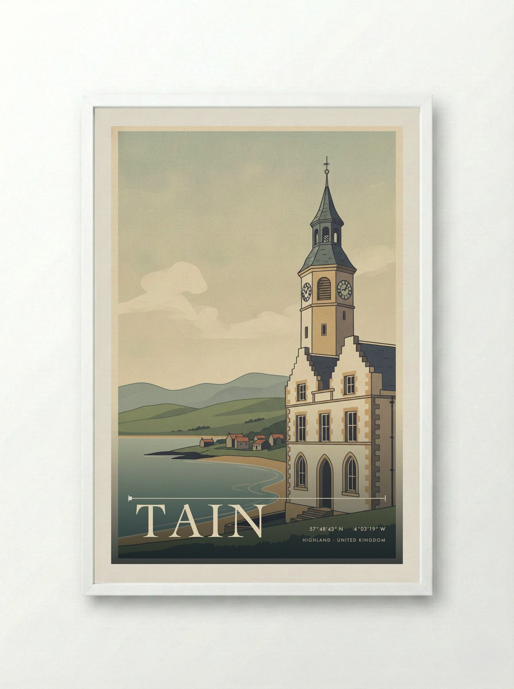 Tain Highland United Kingdom Travel Poster - Framed Print White