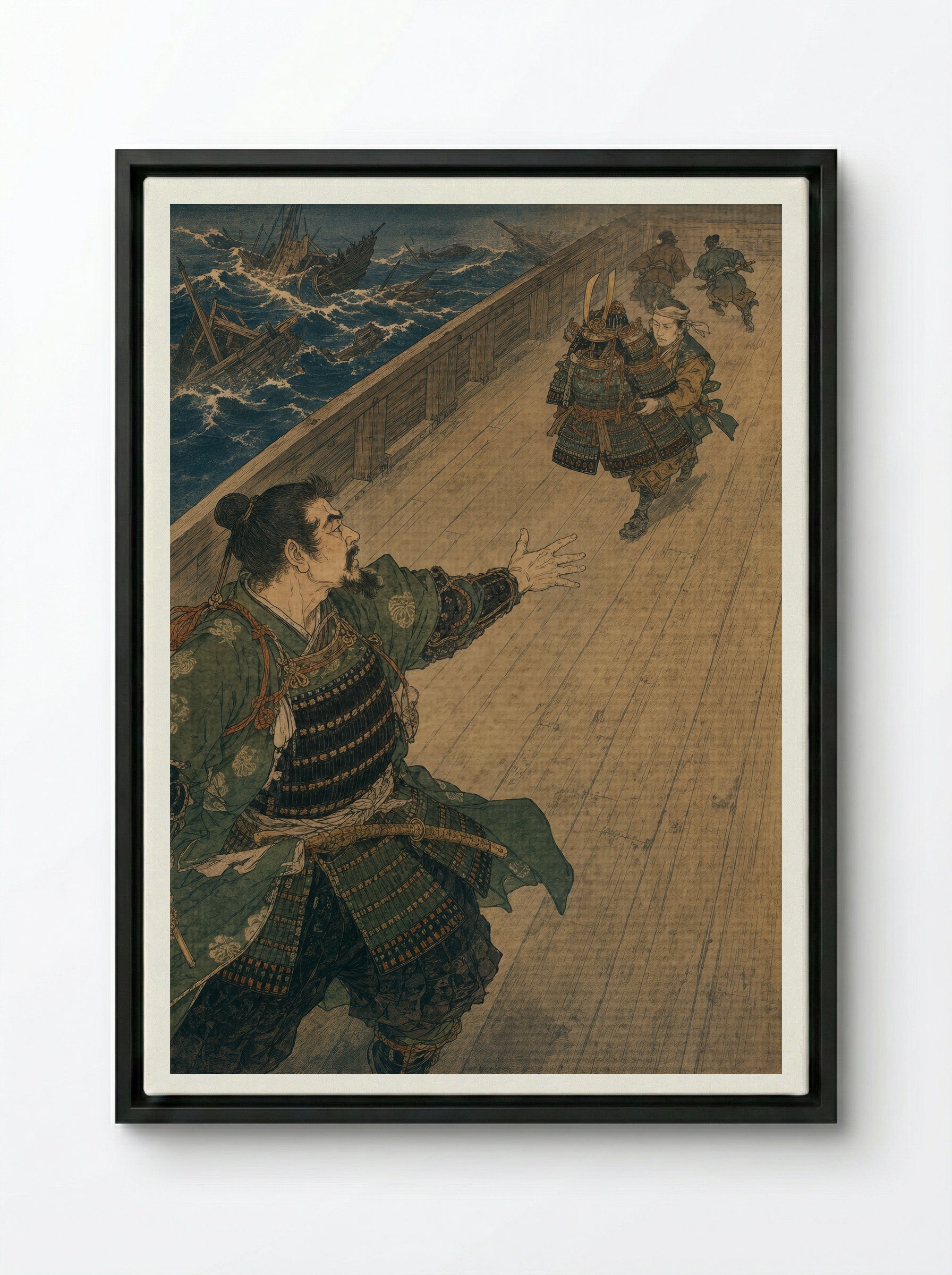 Taira no Tomomori at Dan-no-ura: I Have Seen All There Is to See - Framed Canvas Black
