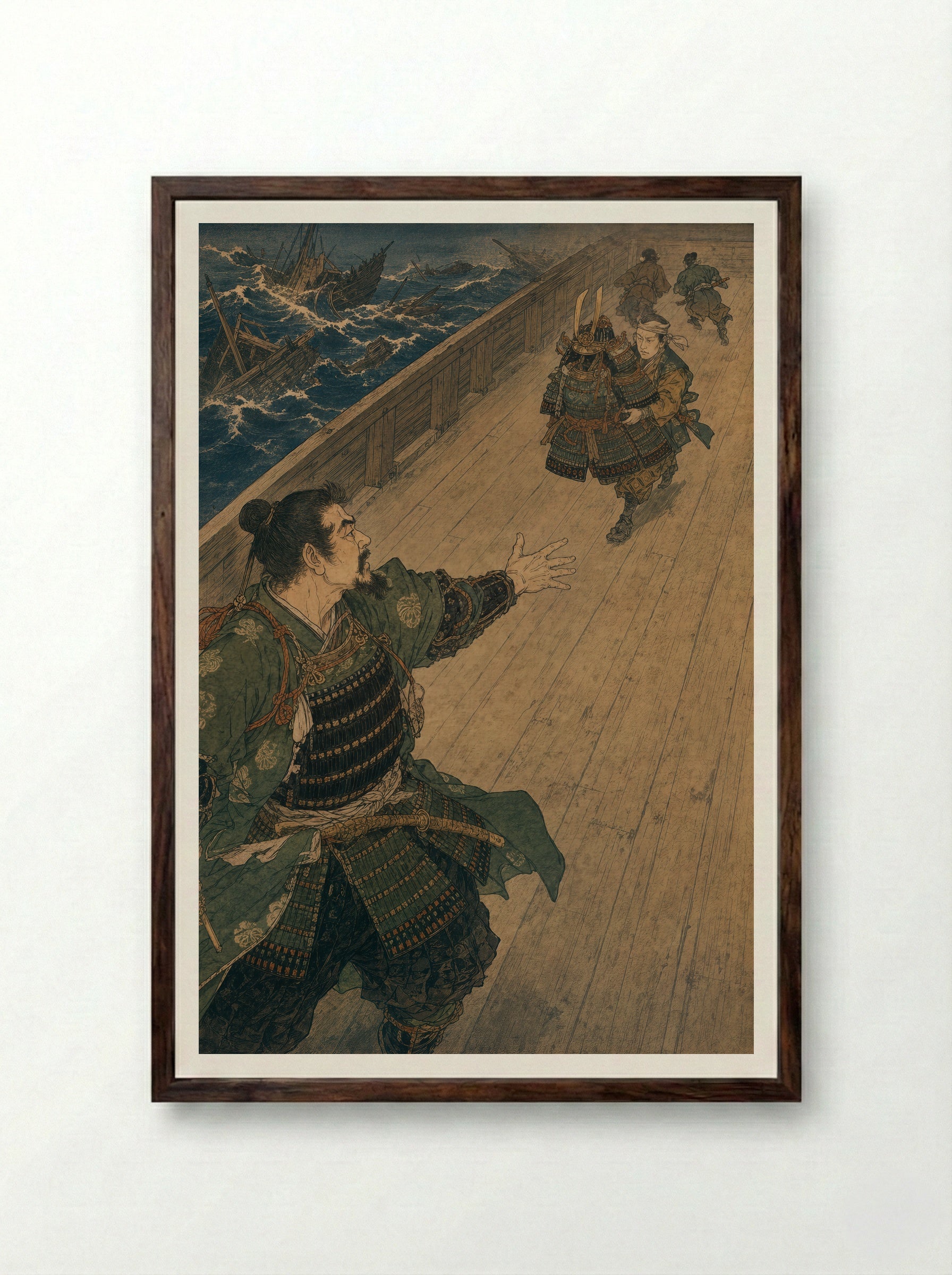 Taira no Tomomori at Dan-no-ura: I Have Seen All There Is to See - Framed Print Dark Wood