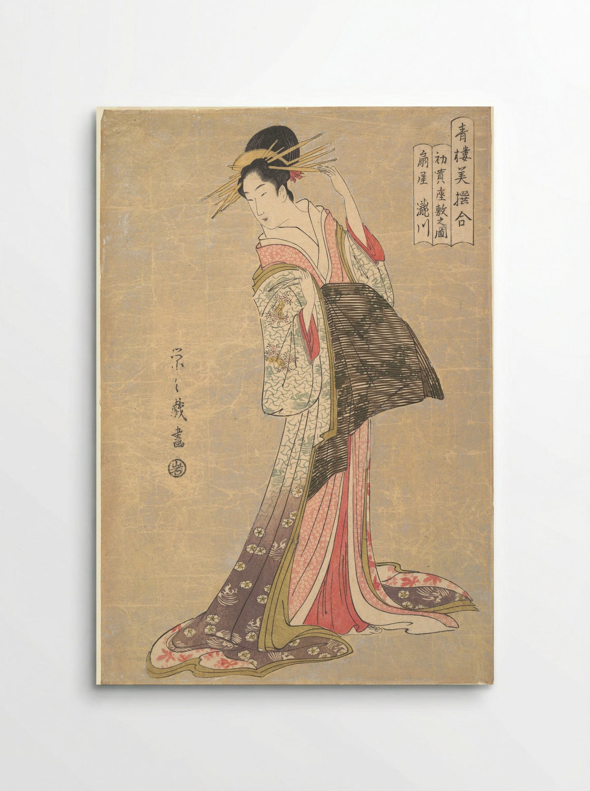 Takigawa of the Ōgiya Brothel: The First Reception Room Appointment of the New Year - Chōbunsai Eishi - Poster