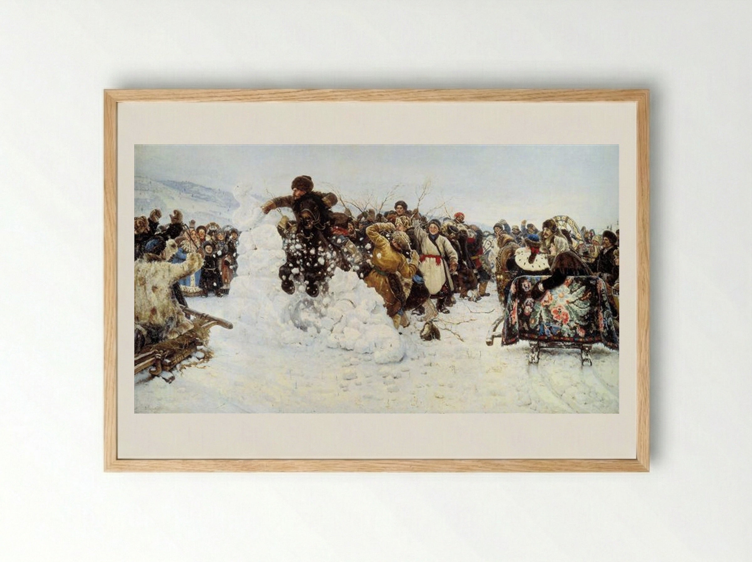 Taking a Snowy Town - Vasily Surikov - Framed Print Wood