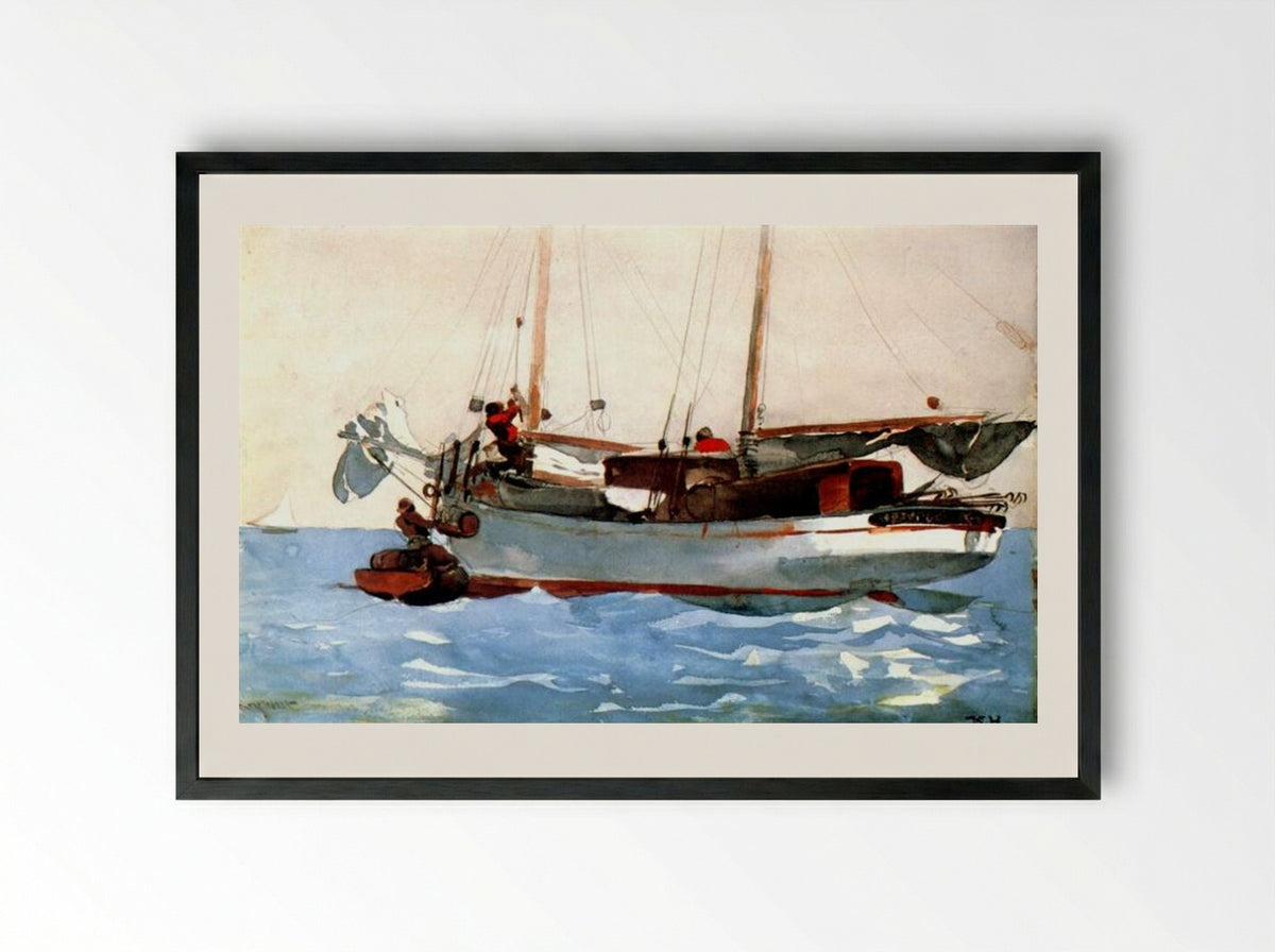 Taking on Wet Provisions - Winslow Homer - Framed Print Black