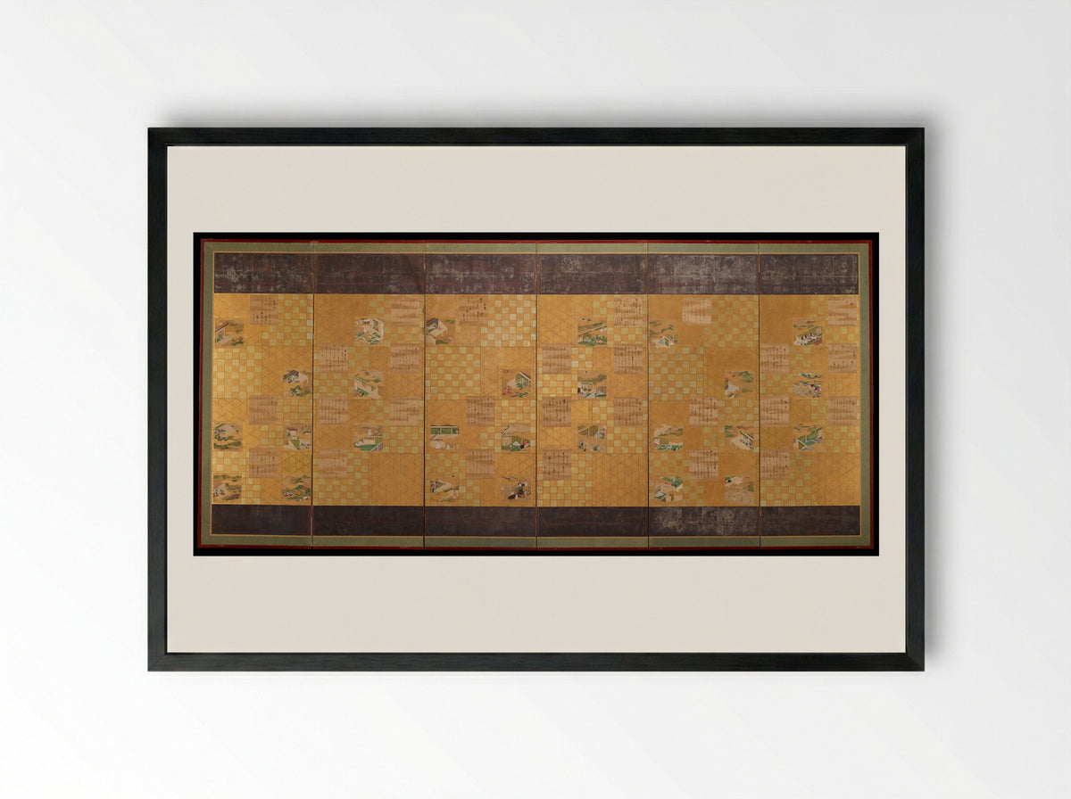 Tale of Genji - Tosa Mitsushige - Framed Print Black