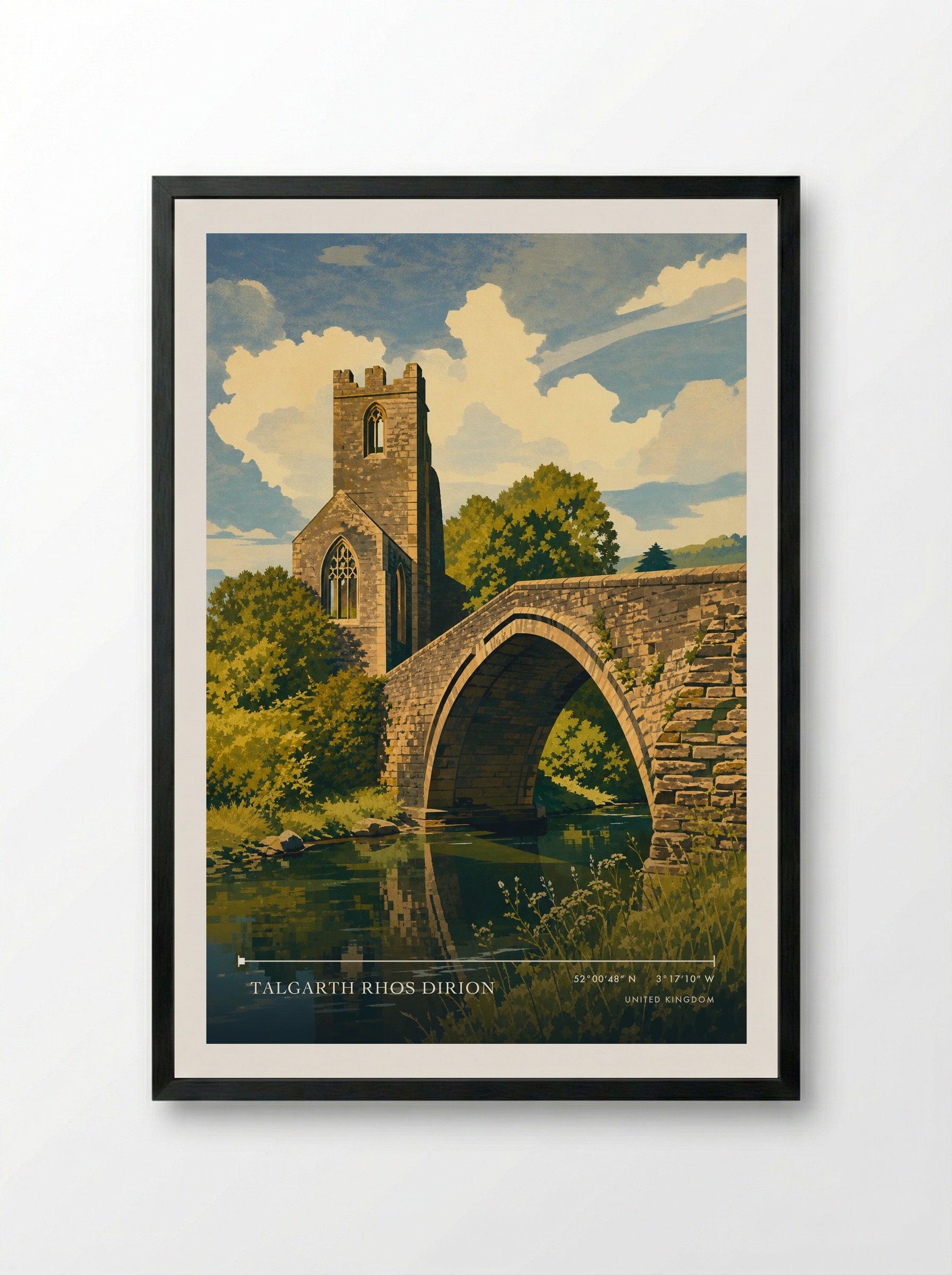 Talgarth Rhos Dirion United Kingdom Travel Poster - Framed Print Black