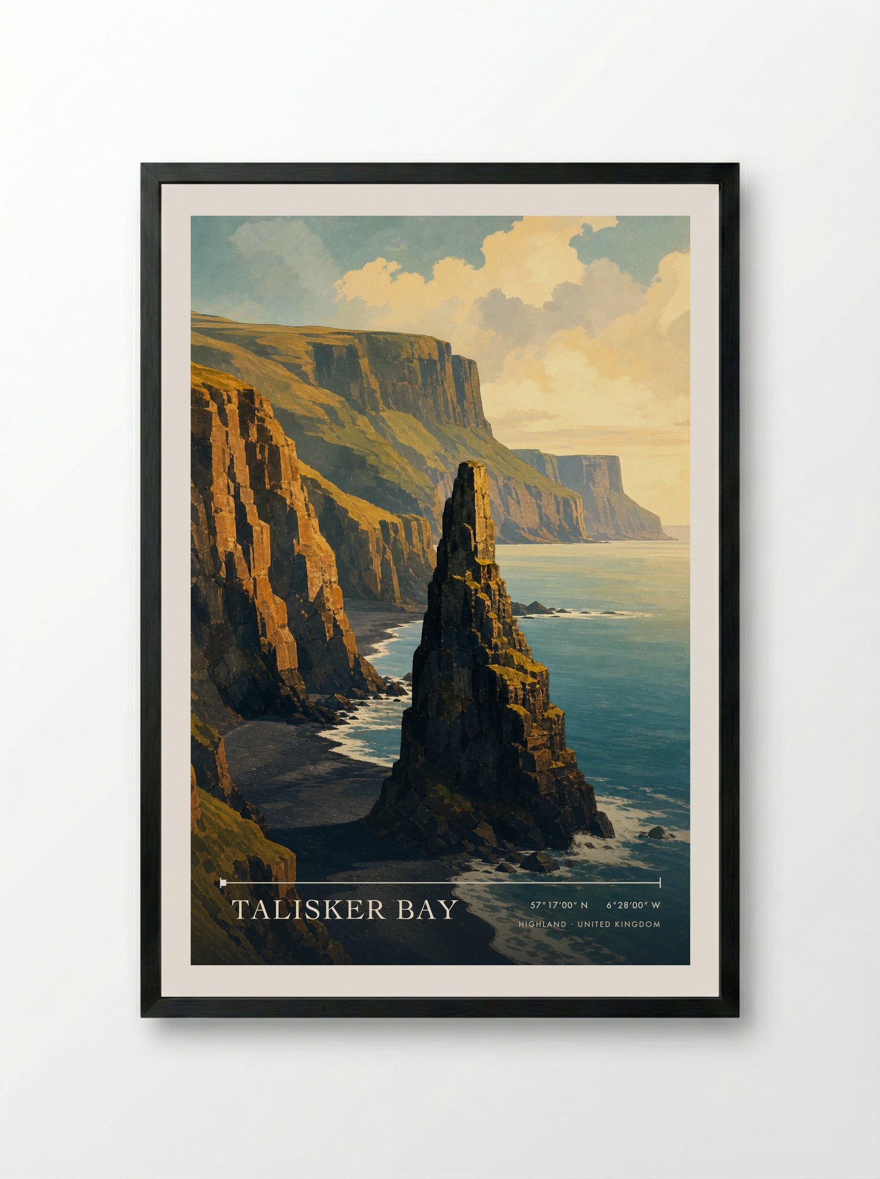 Talisker Bay Highland United Kingdom Travel Poster - Framed Print Black