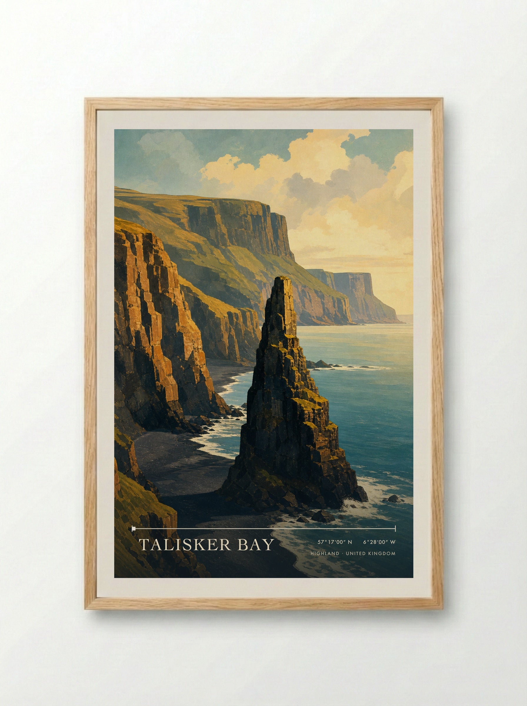 Talisker Bay Highland United Kingdom Travel Poster - Framed Print Wood