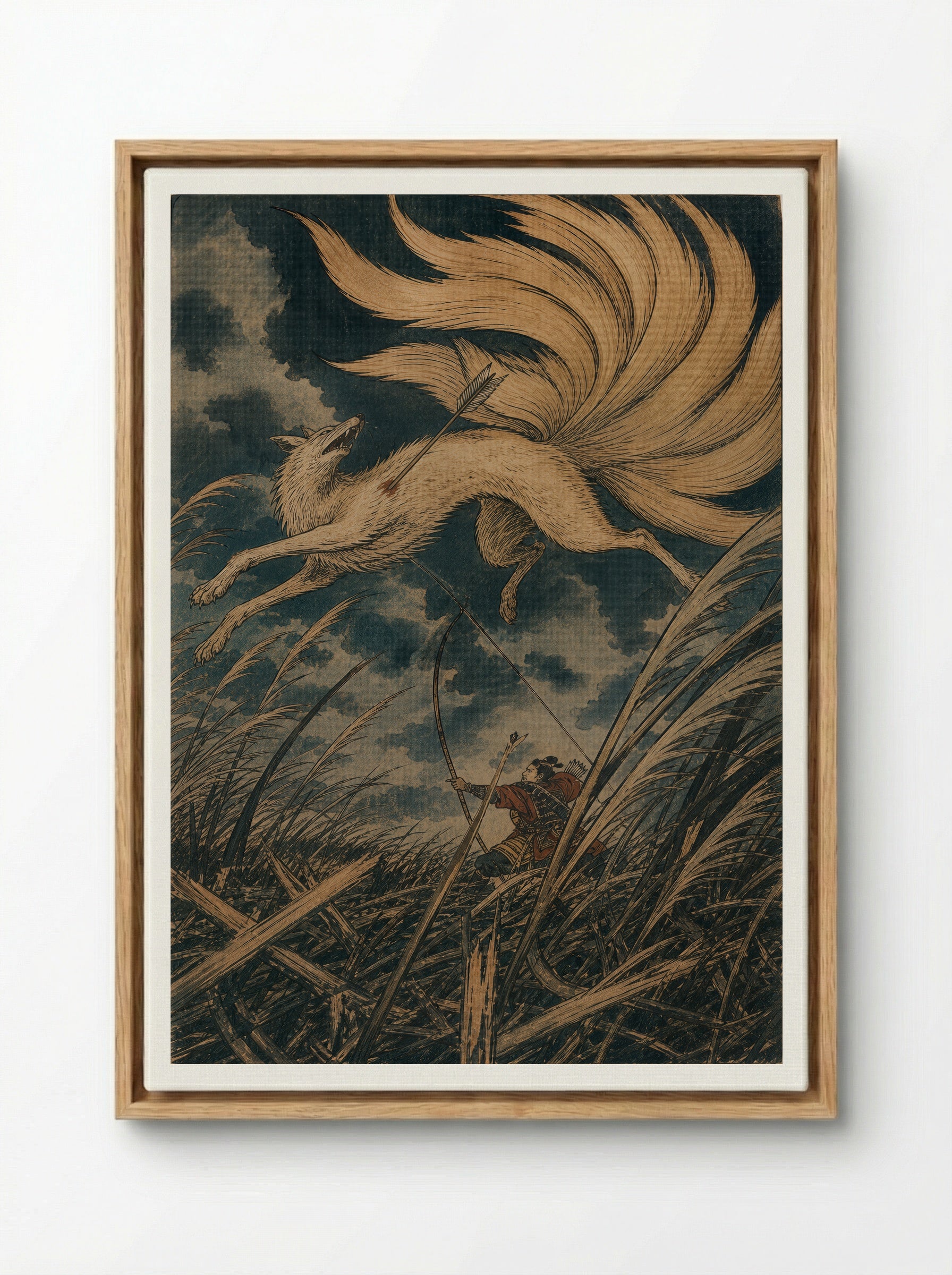 Tamamo-no-Mae and the Killing Stone: The Archer's Shot - Framed Canvas Wood