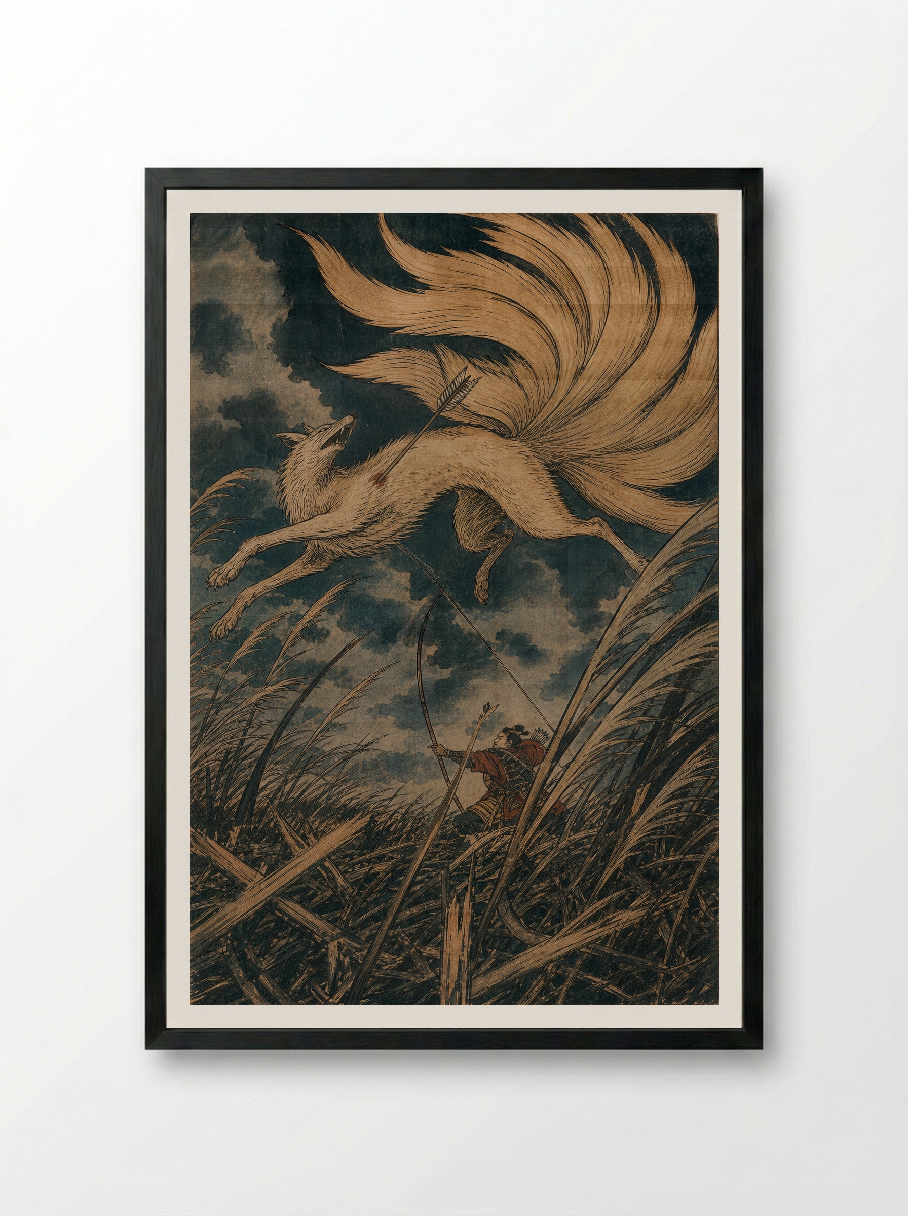 Tamamo-no-Mae and the Killing Stone: The Archer's Shot - Framed Print Black