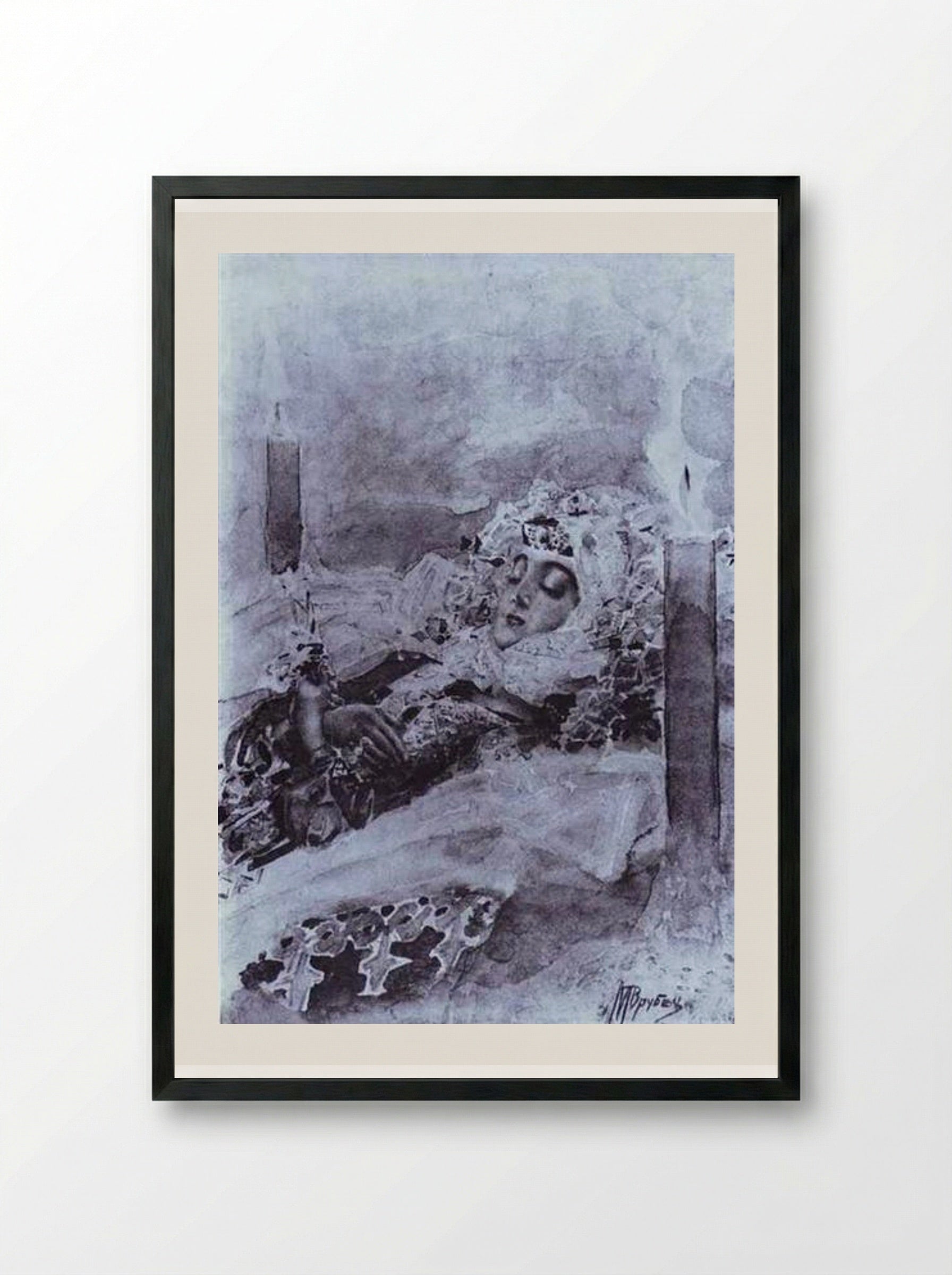 Tamara Lying in State - Mikhail Vrubel - Framed Print Black