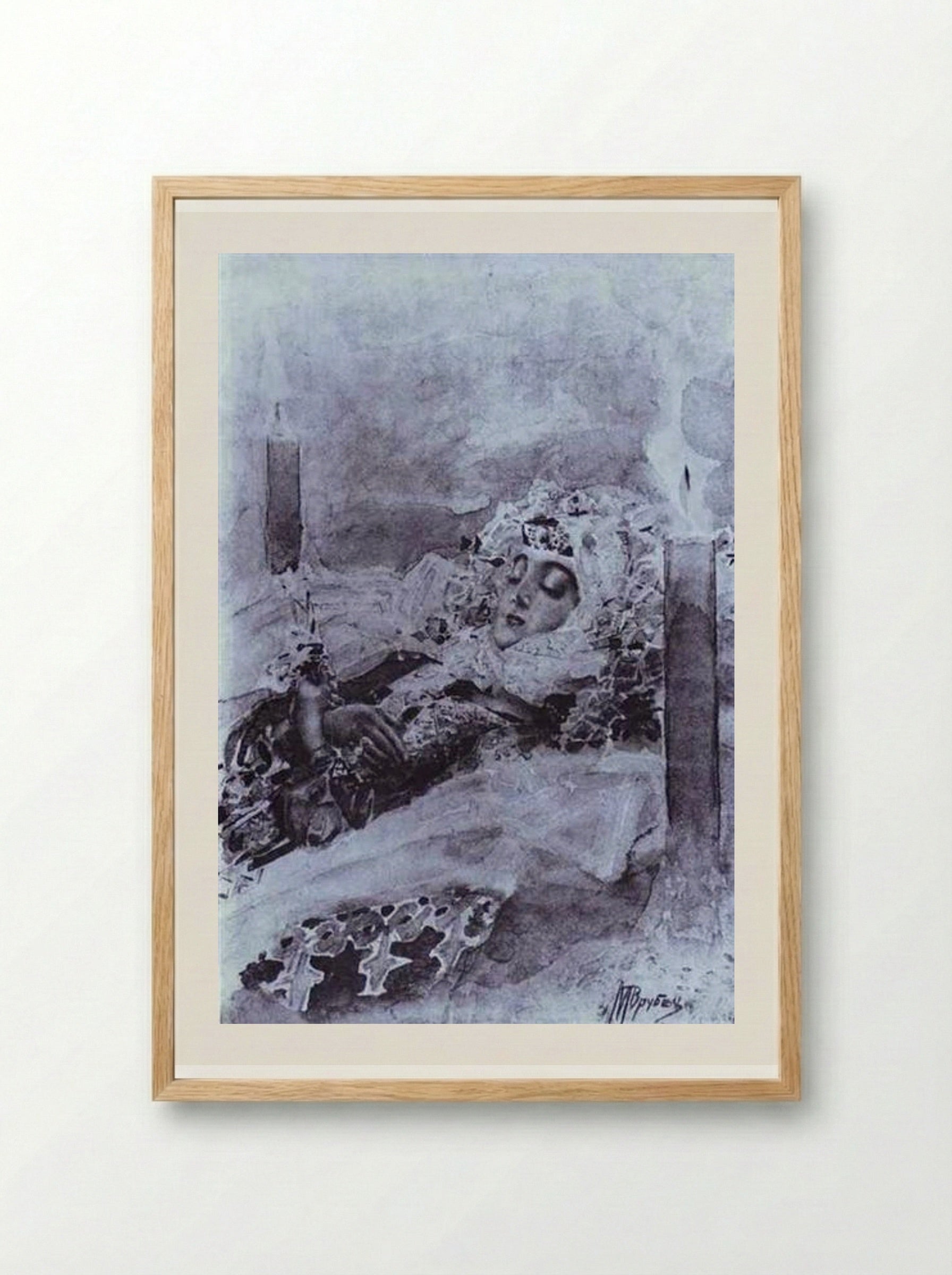 Tamara Lying in State - Mikhail Vrubel - Framed Print Wood