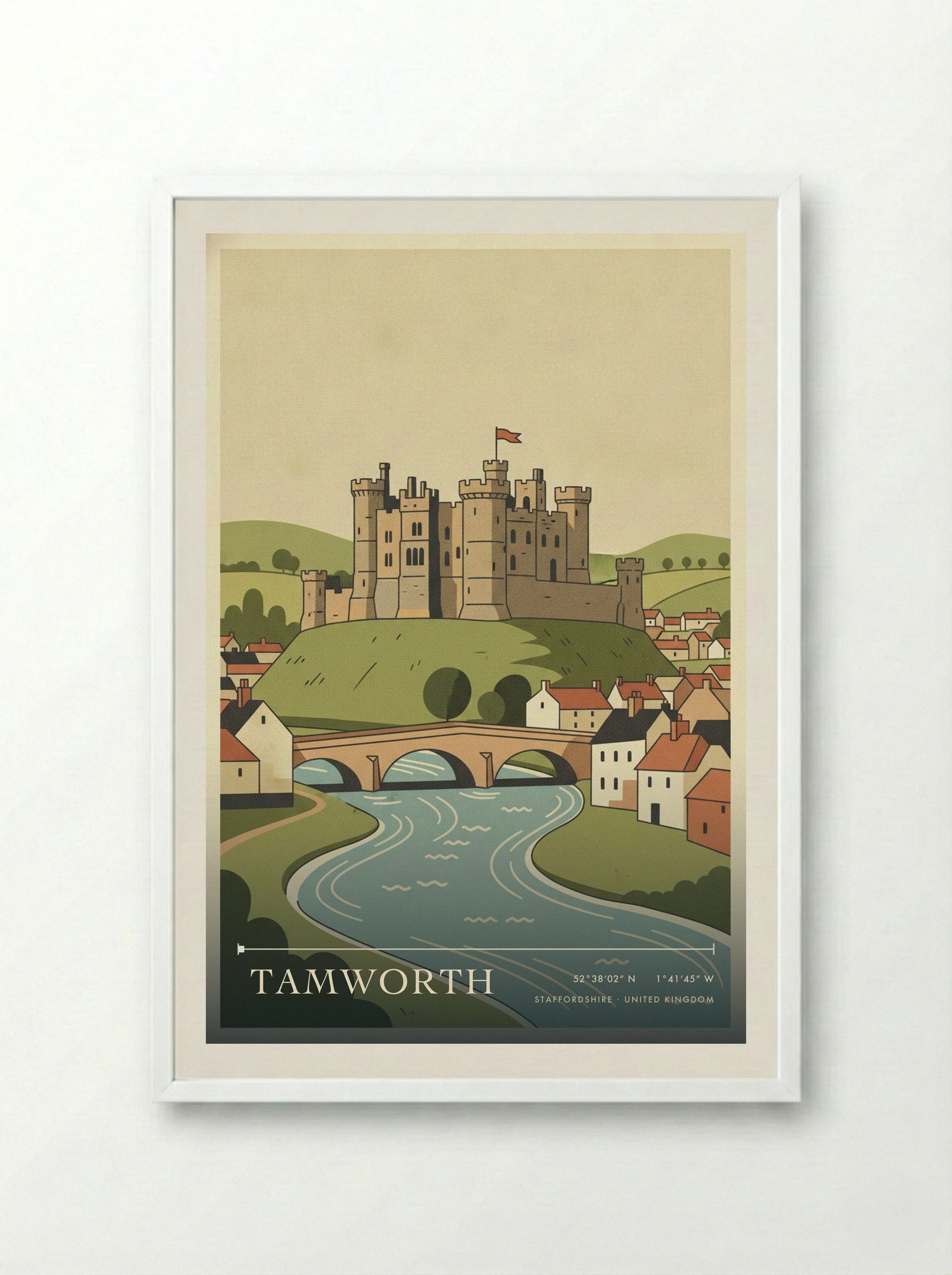 Tamworth Staffordshire United Kingdom Travel Poster - Framed Print White
