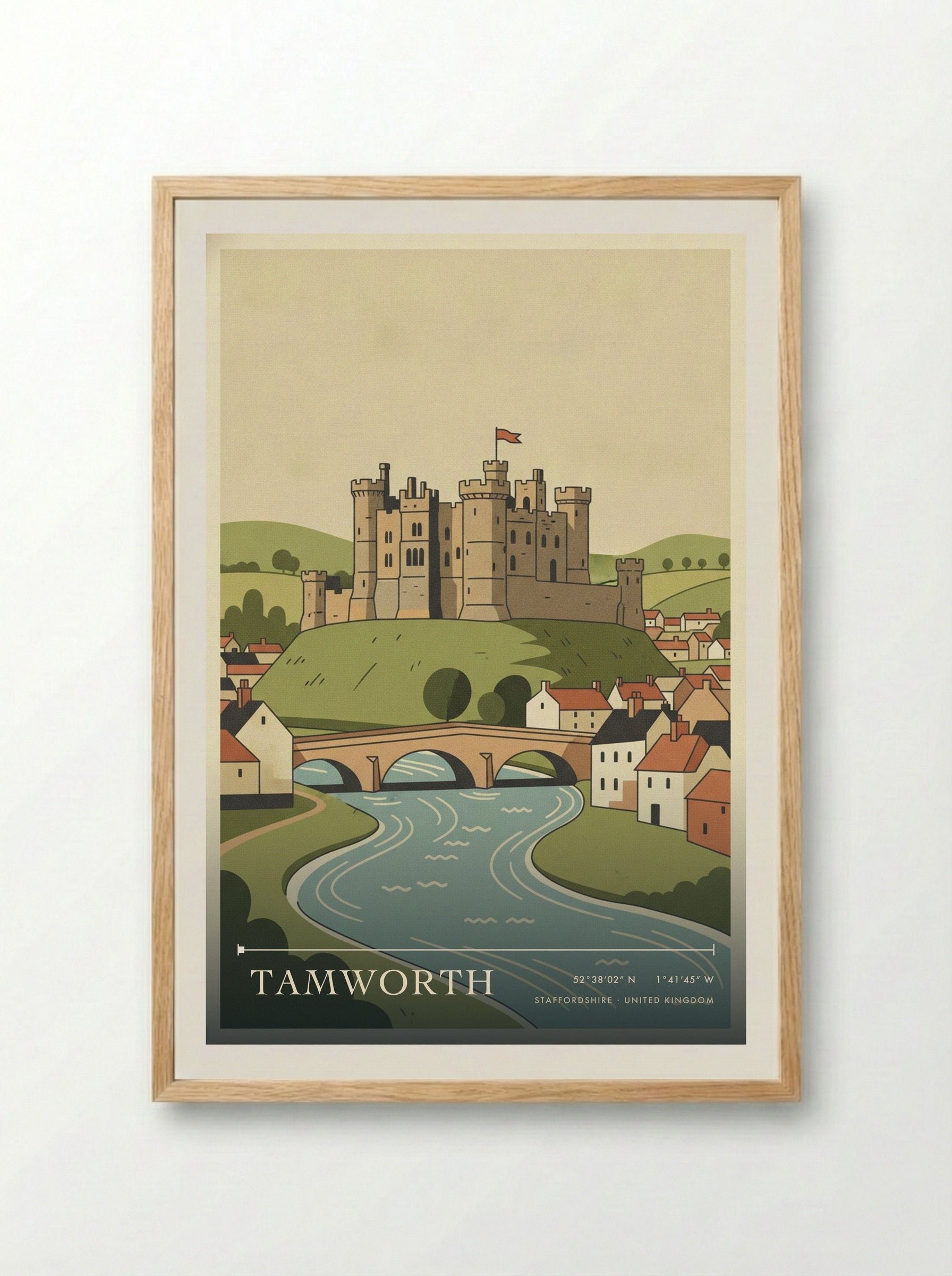 Tamworth Staffordshire United Kingdom Travel Poster - Framed Print Wood
