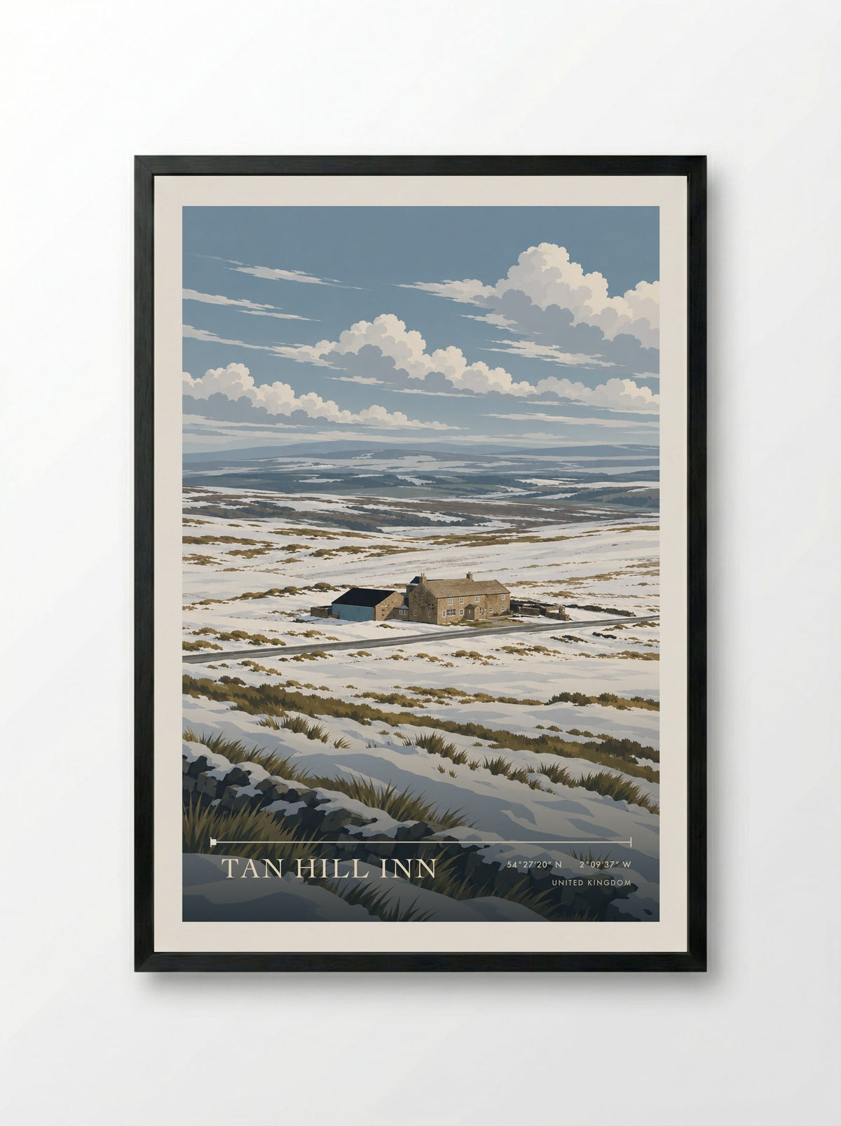 Tan Hill Inn | Travel Poster - Framed Print Black