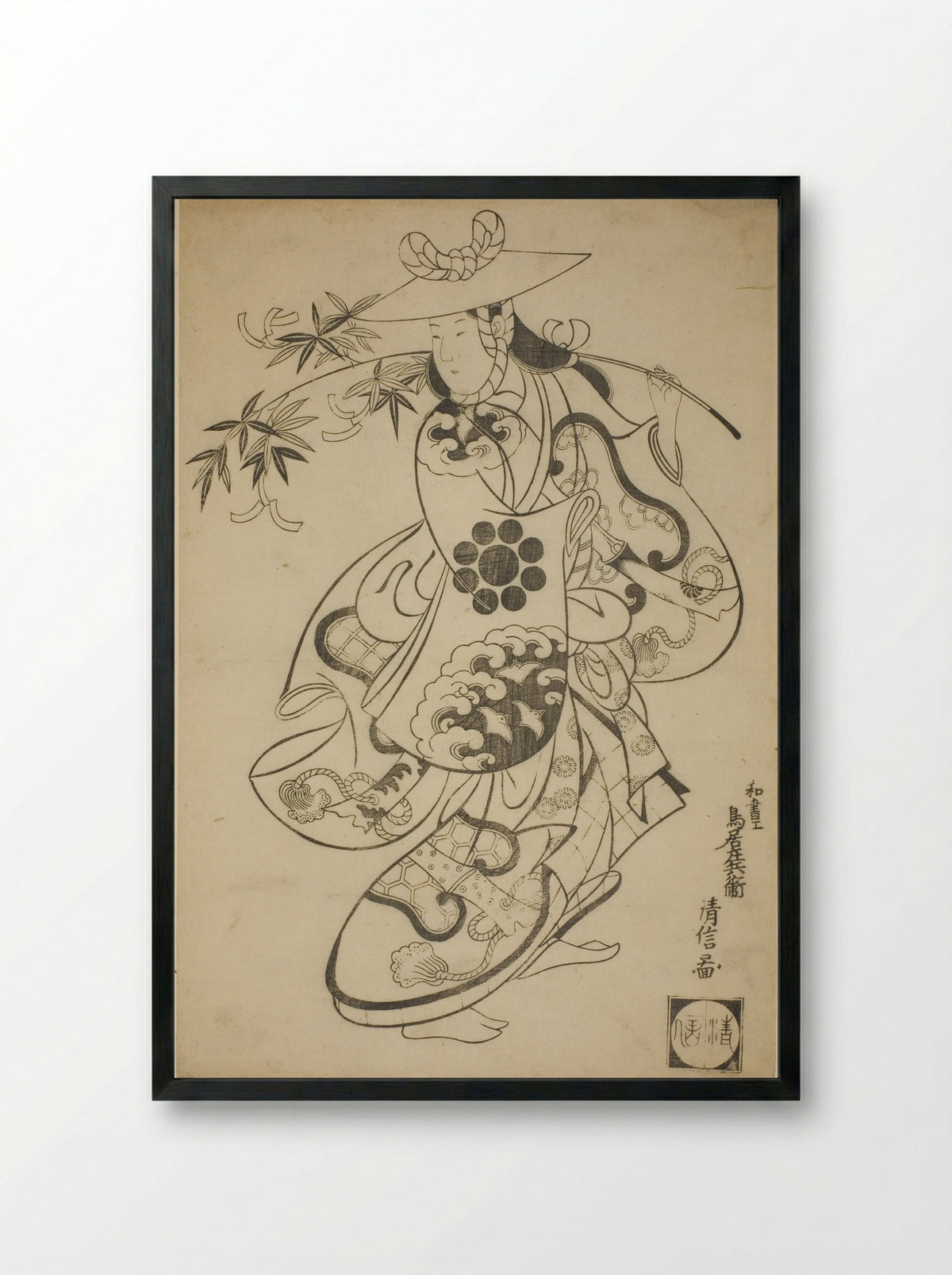 Tanabata Dance - Torii Kiyonobu I - Framed Print Black