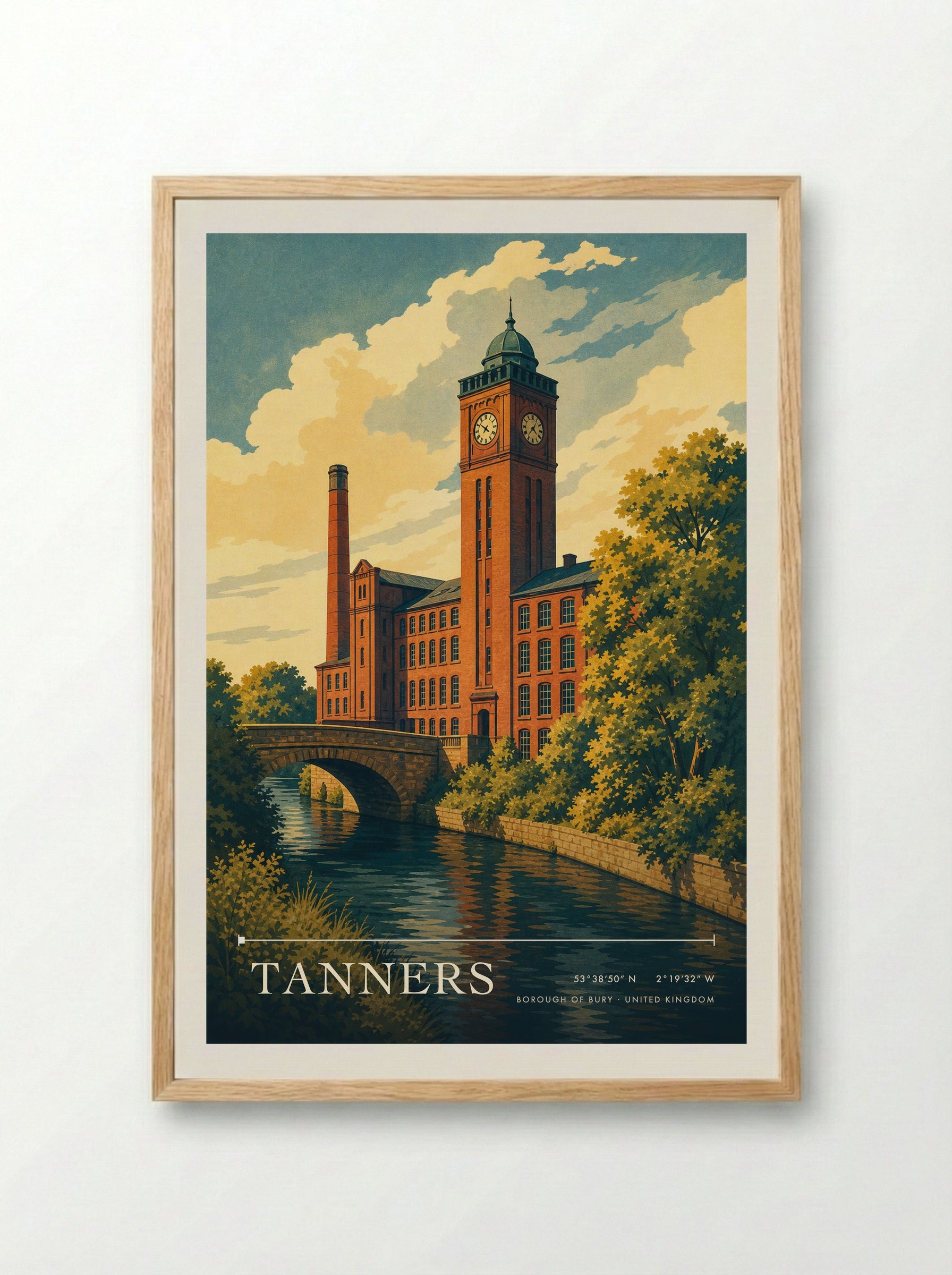 Tanners Borough of Bury United Kingdom Travel Poster - Framed Print Wood