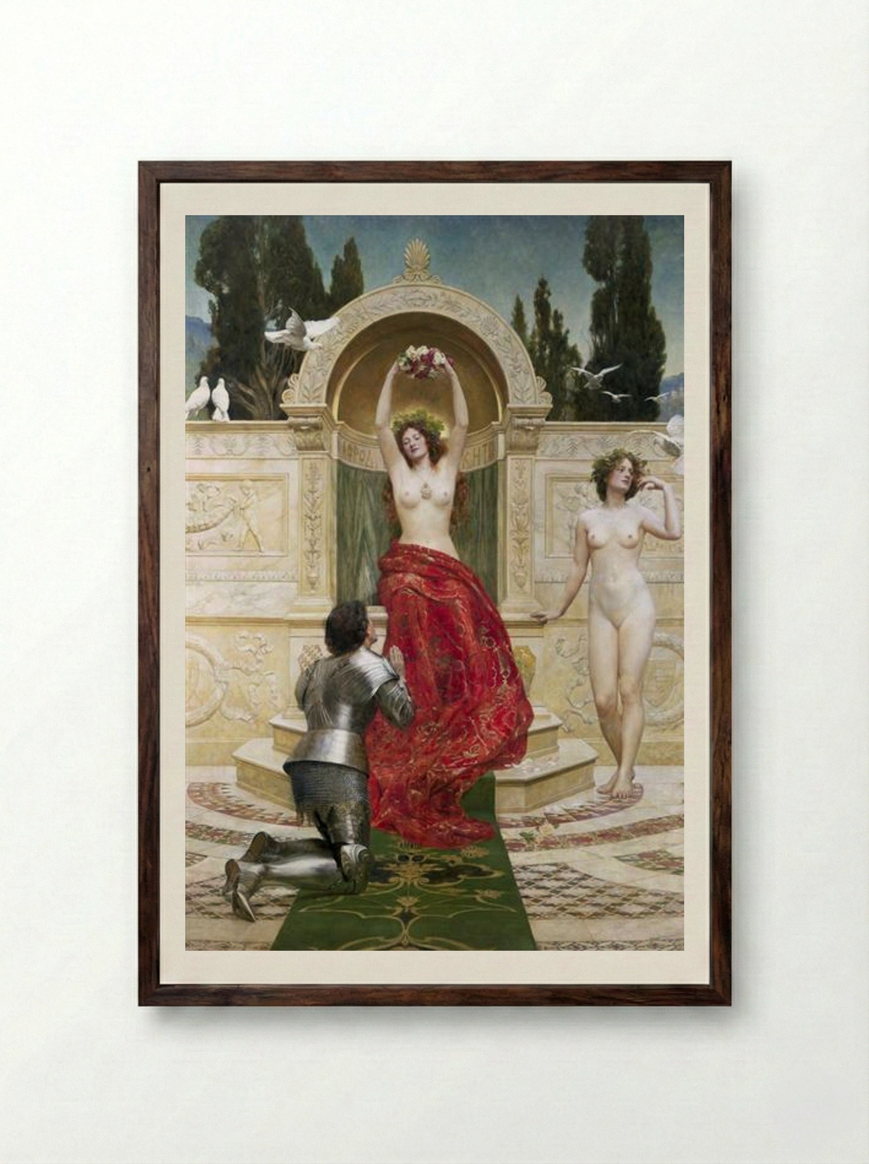 Tannhäuser in the Venusberg - John Collier - Framed Print Dark Wood