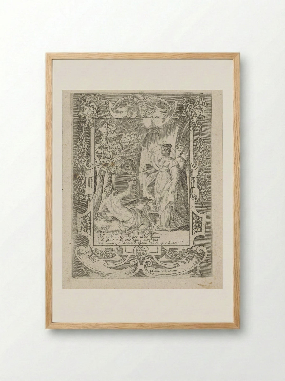 Tantalus Speaks to Diana - Giulio Bonasone - Framed Print Wood