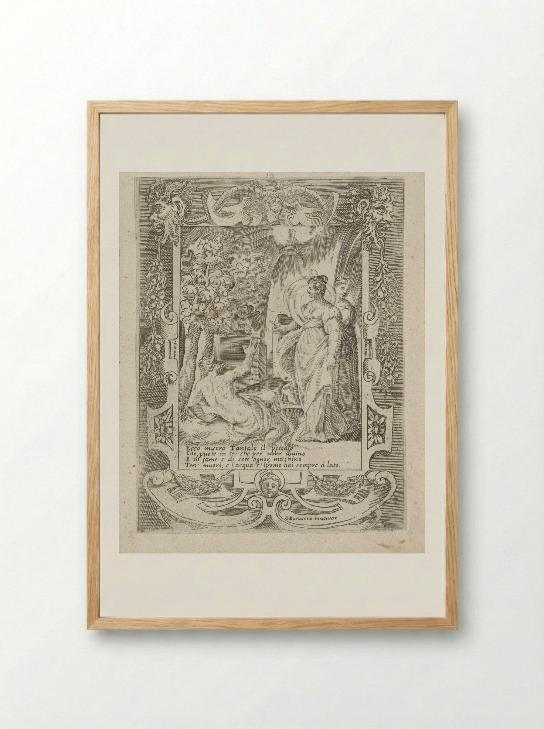 Tantalus Speaks to Diana - Giulio Bonasone - Framed Print Wood