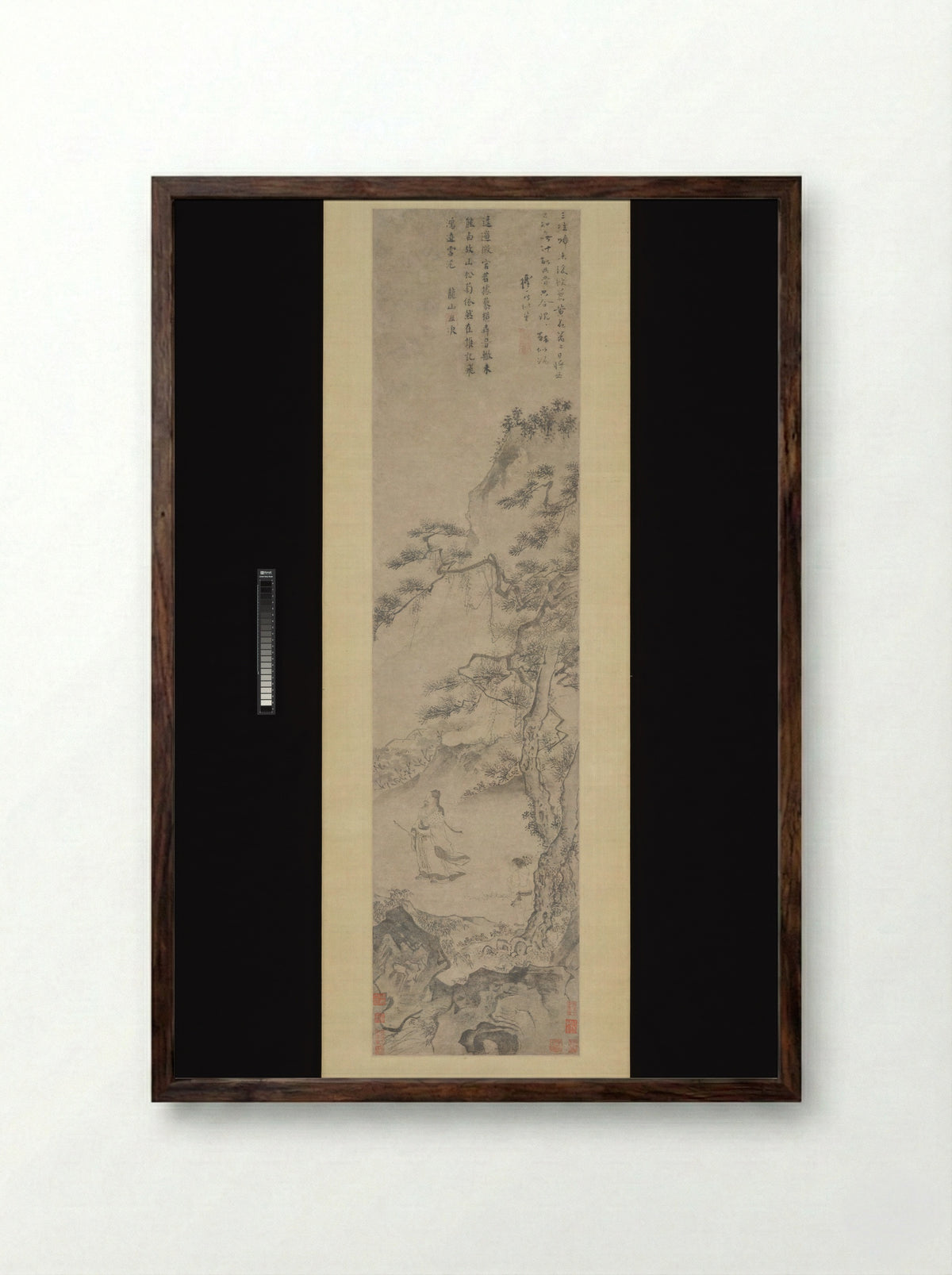 Tao Yuanming Enjoying Chrysanthemums - Du Jin - Framed Print Dark Wood