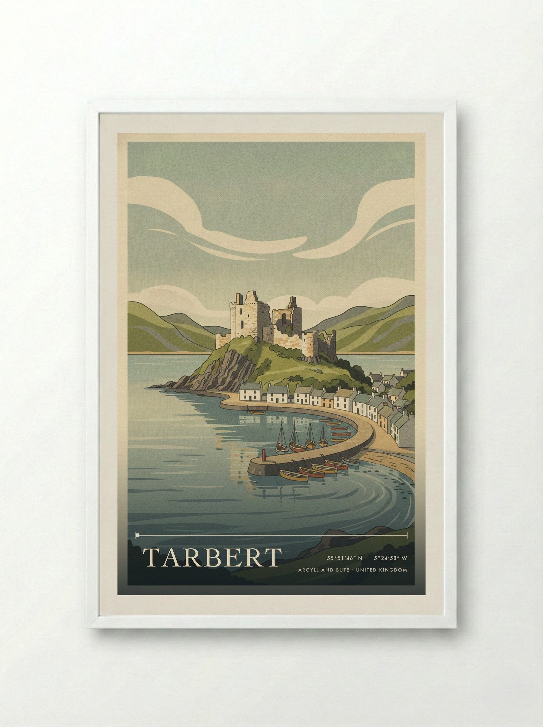 Tarbert Argyll and Bute United Kingdom Travel Poster - Framed Print White