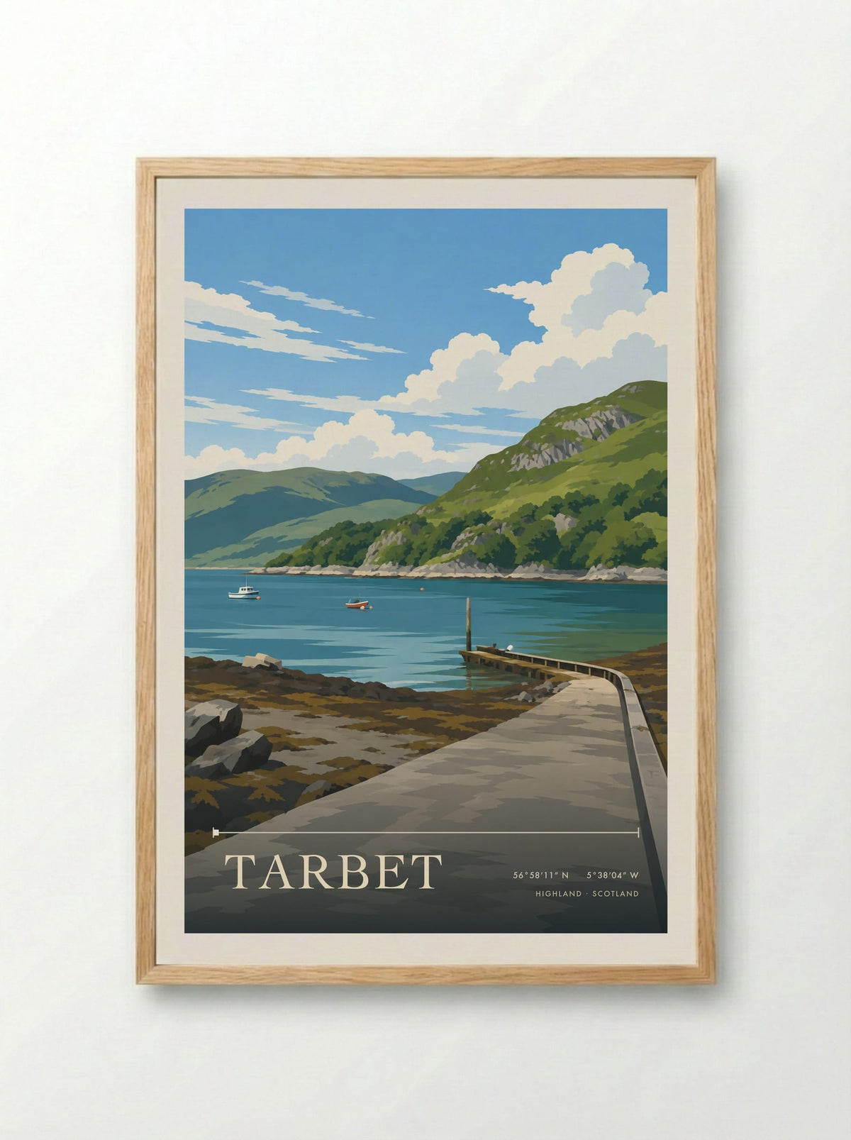 Tarbet, Highland | Travel Poster - Framed Print Wood