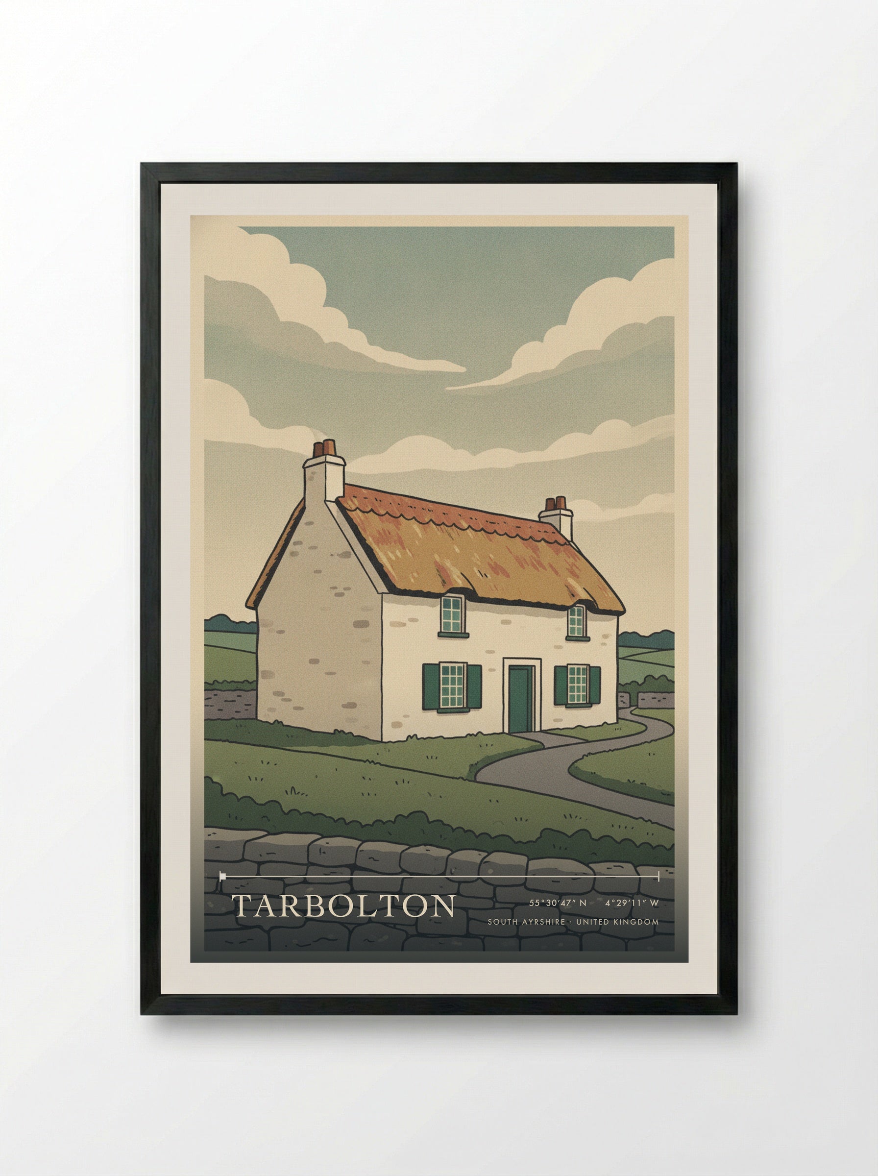 Tarbolton South Ayrshire United Kingdom Travel Poster - Framed Print Black