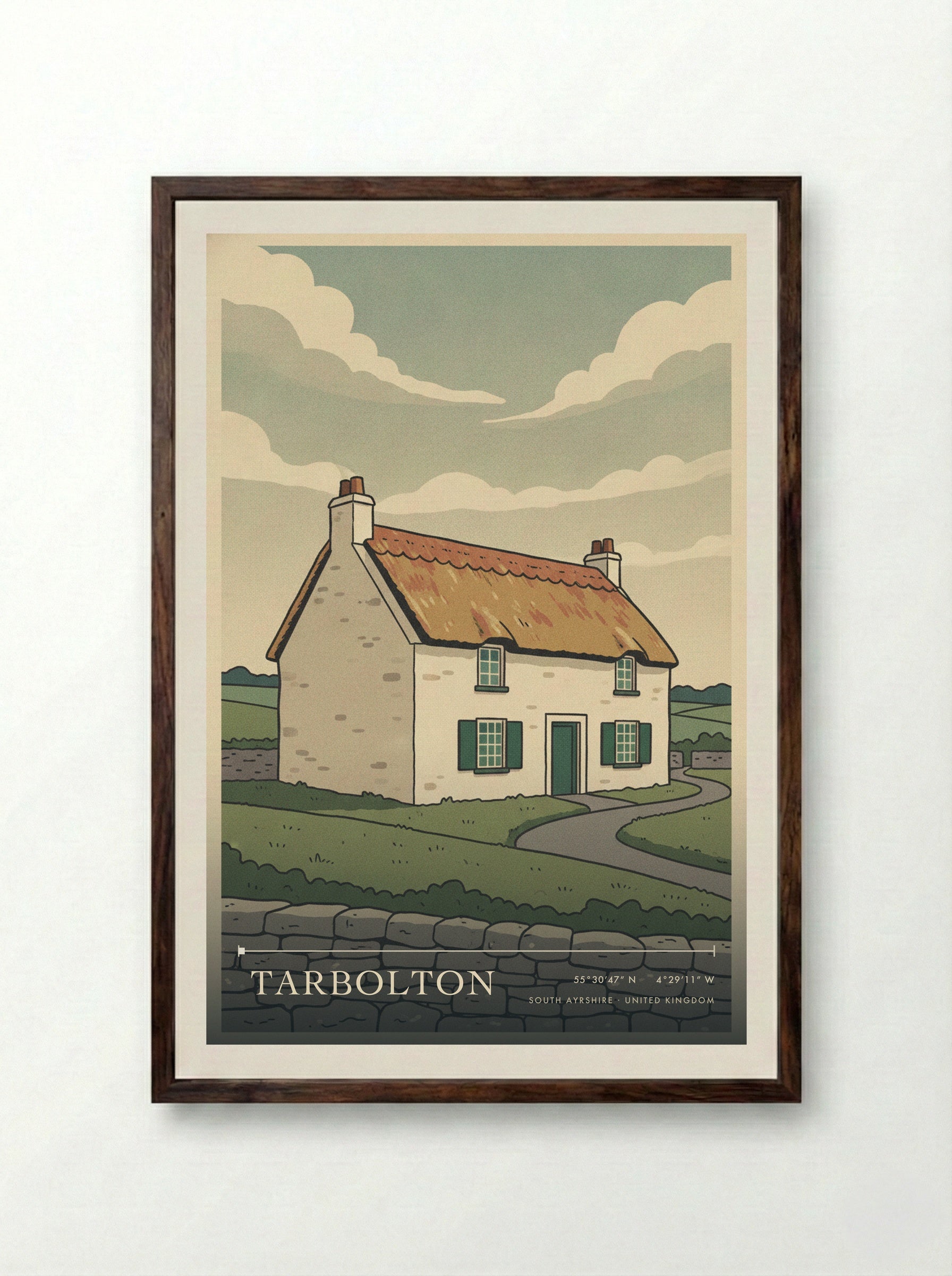 Tarbolton South Ayrshire United Kingdom Travel Poster - Framed Print Dark Wood