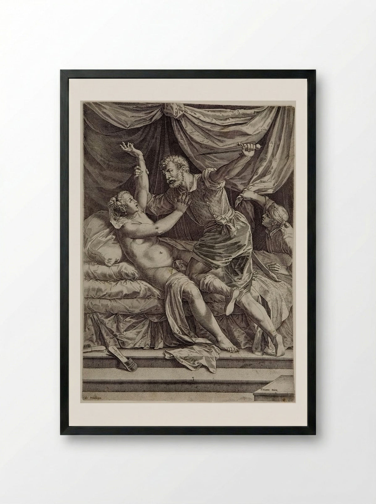 Tarquin and Lucretia - Cornelis Cort - Framed Print Black