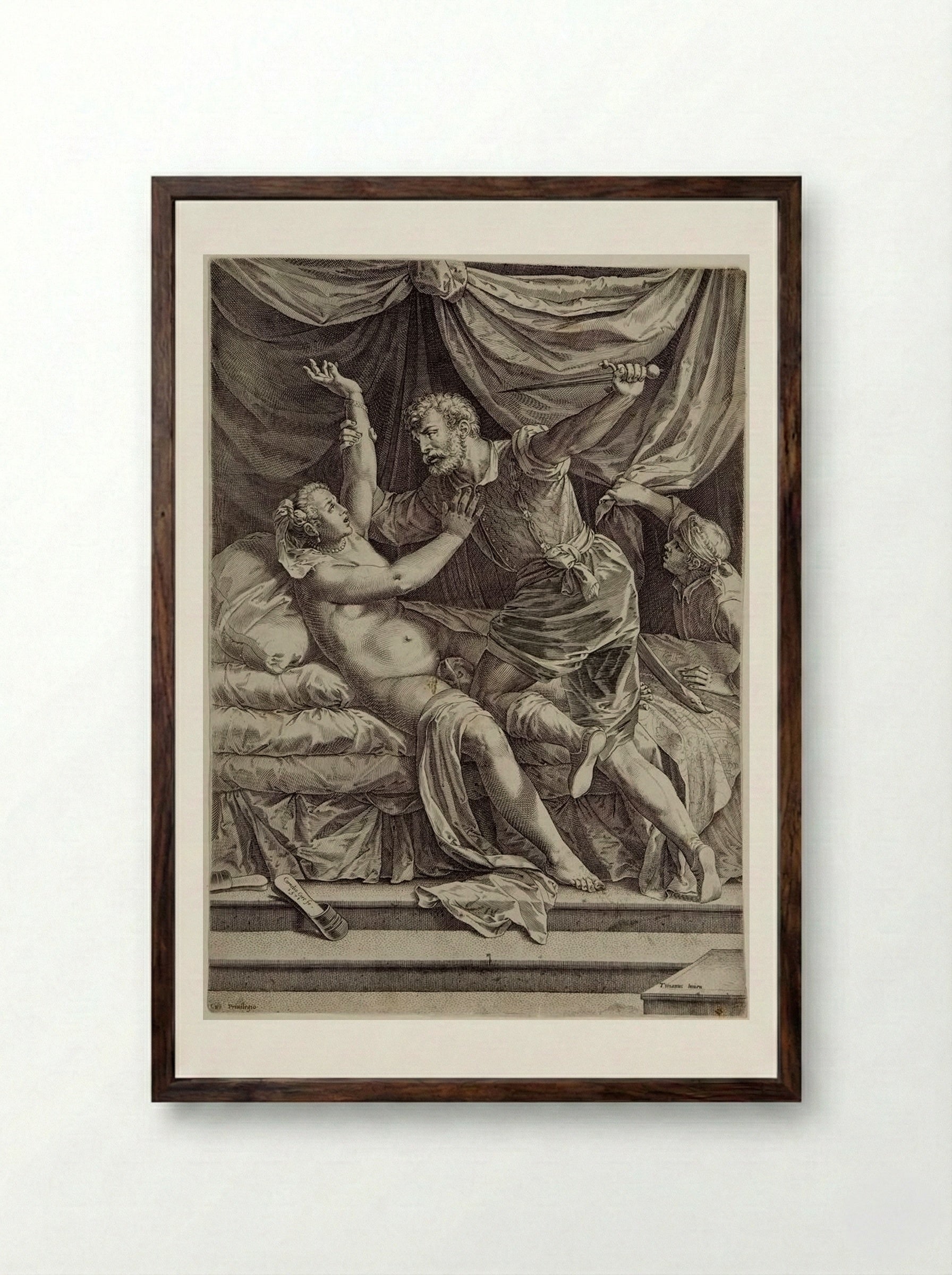 Tarquin and Lucretia - Cornelis Cort - Framed Print Dark Wood