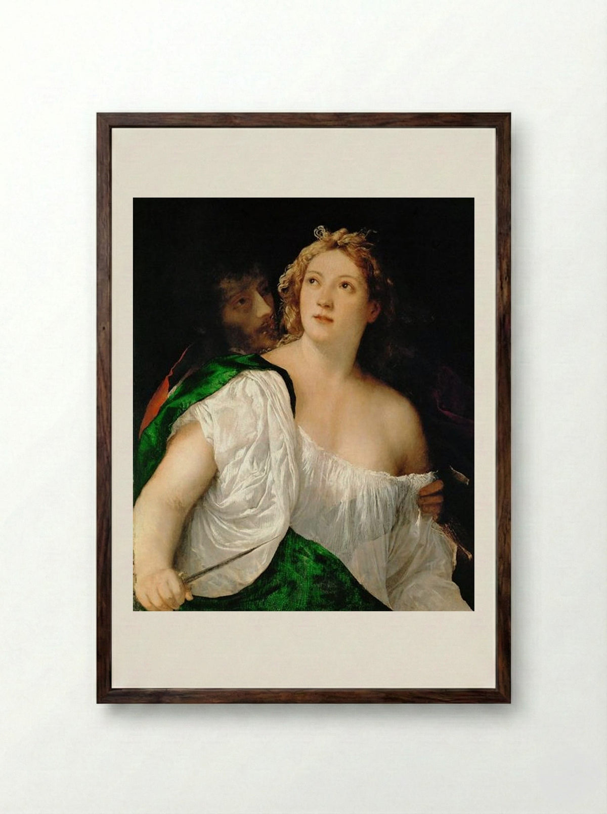 Tarquin and Lucretia - Titian - Framed Print Dark Wood