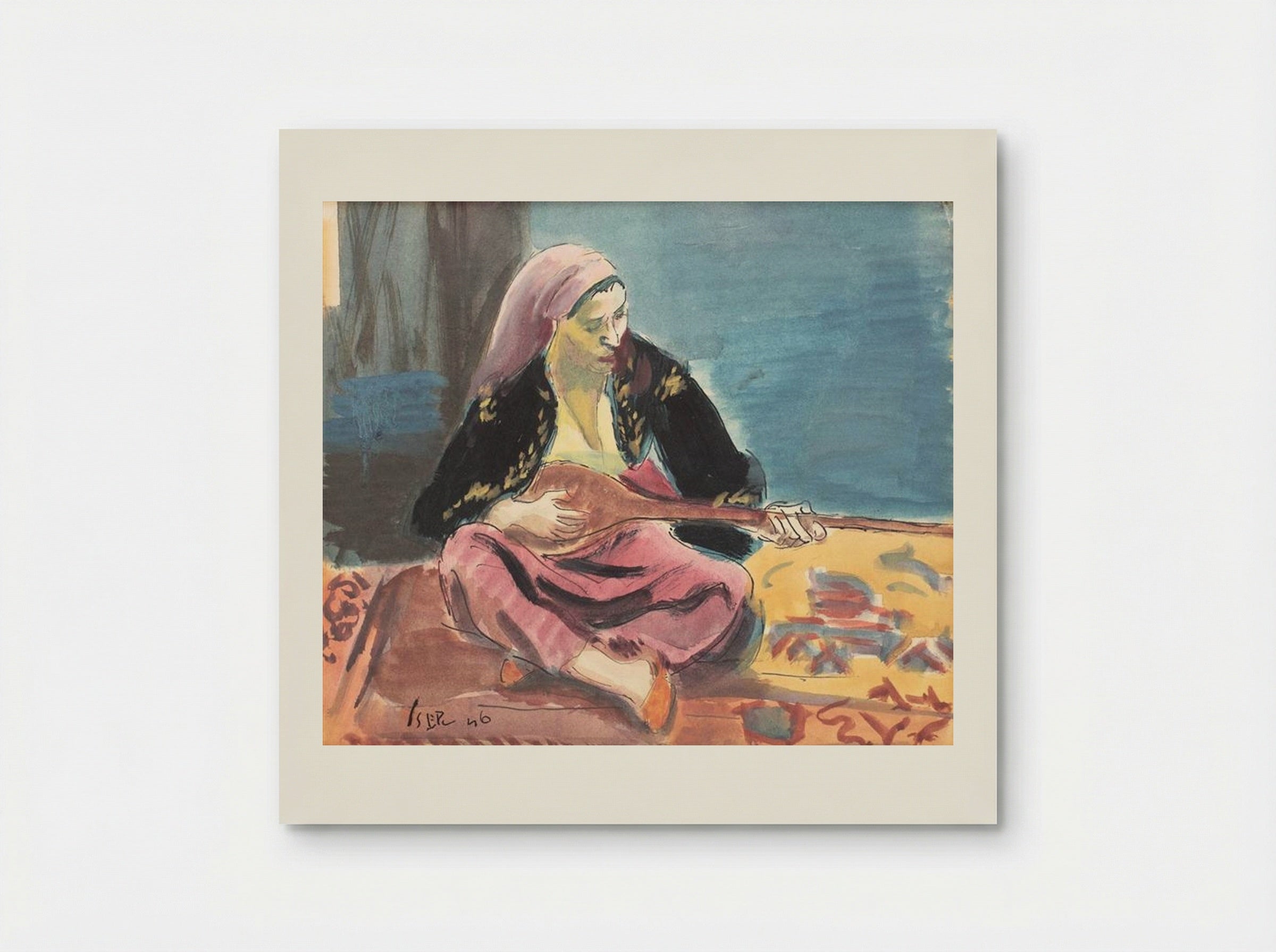 Tatar Woman With Mandoline - Iosif Iser - Poster