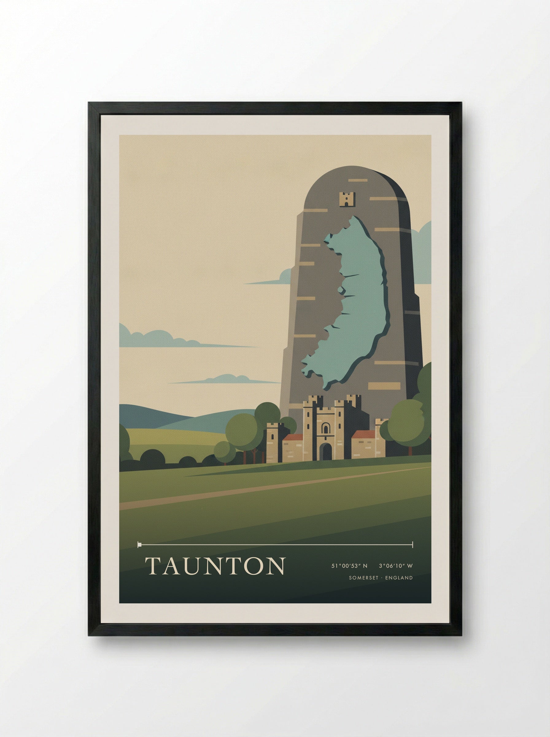 Taunton Somerset England Travel Poster - Framed Print Black
