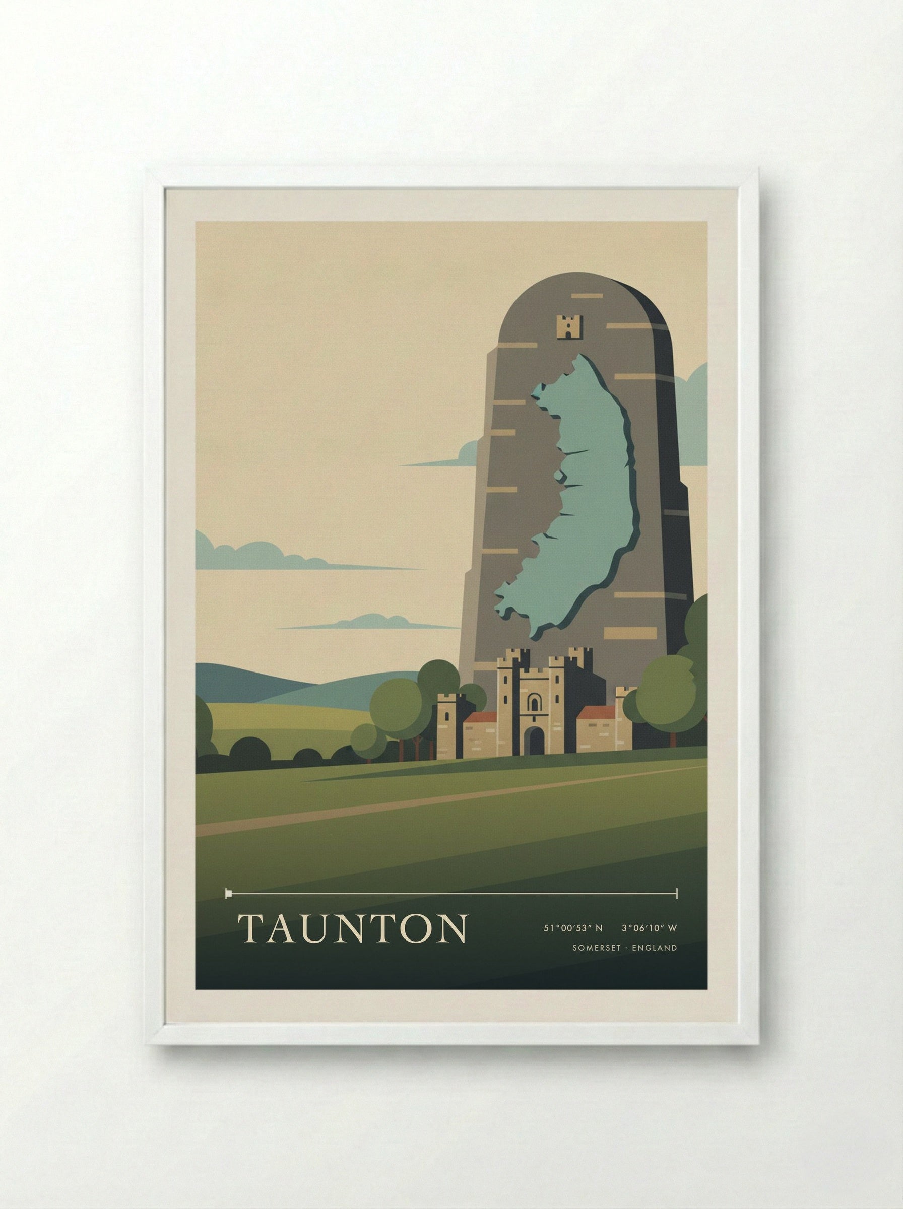 Taunton Somerset England Travel Poster - Framed Print White