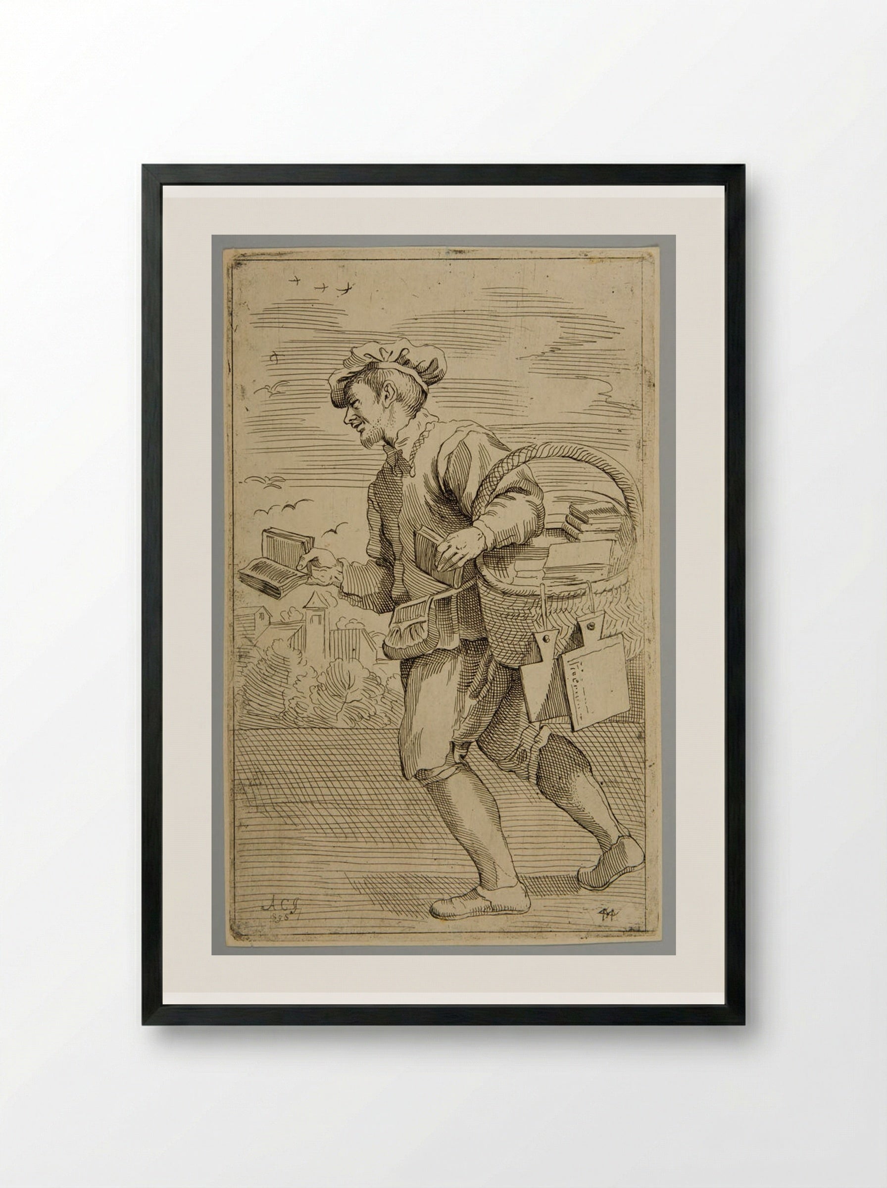 Tauolette, e libri per i putti, plate 44 - Simon Guillain - Framed Print Black