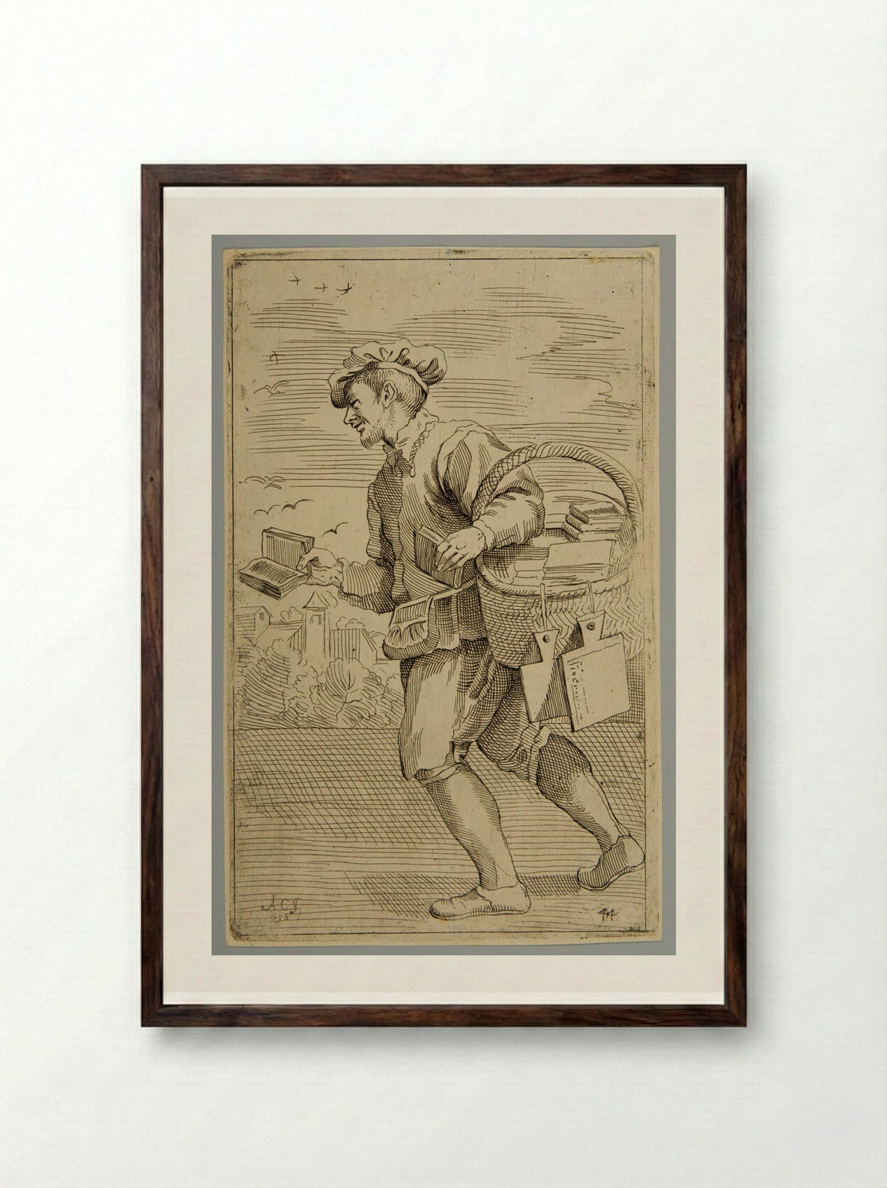 Tauolette, e libri per i putti, plate 44 - Simon Guillain - Framed Print Dark Wood