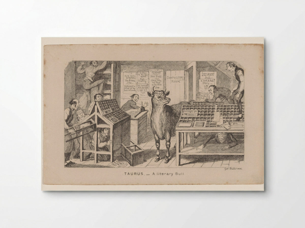 Taurus - A Literary Bull - George Cruikshank - Poster