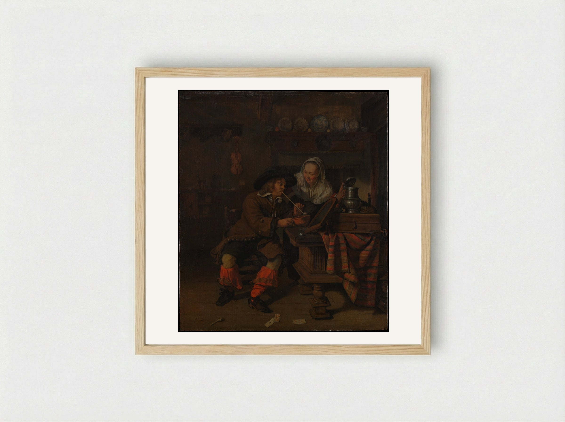 Tavern Scene - Gabriël Metsu - Framed Print Wood