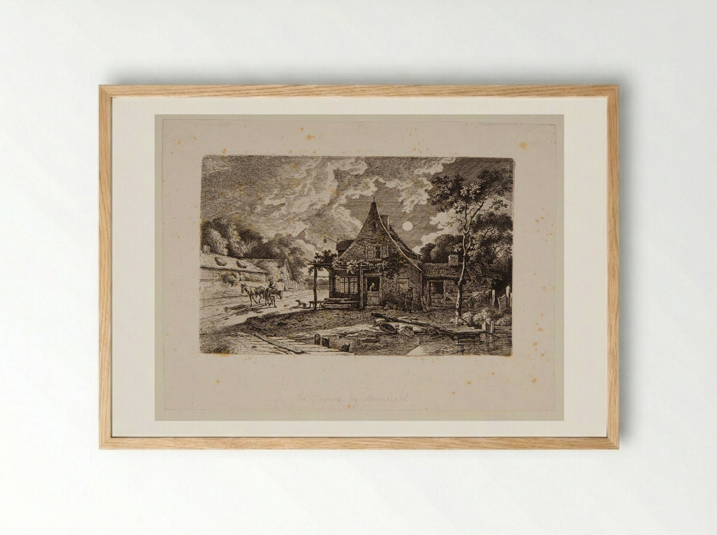 Tavern by Moonlight - Ferdinand Kobell - Framed Print Wood