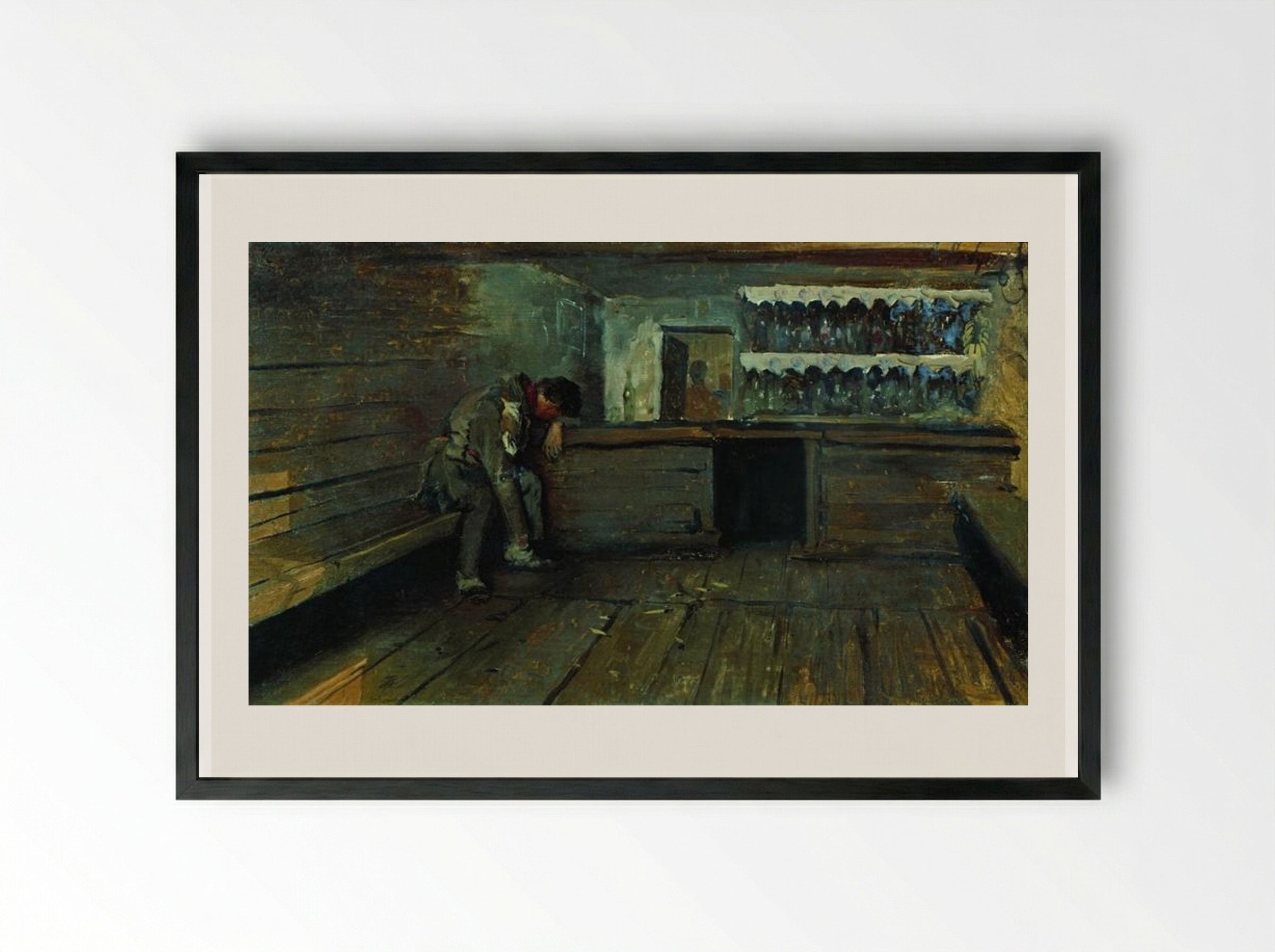 Tavern - Andrei Ryabushkin - Framed Print Black