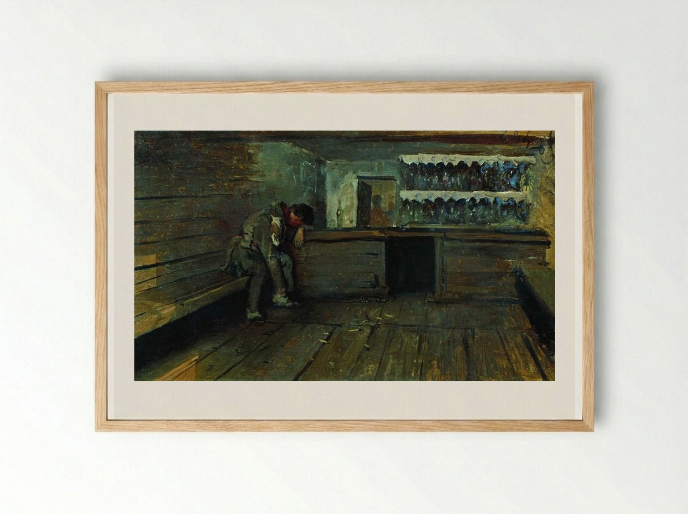 Tavern - Andrei Ryabushkin - Framed Print Wood