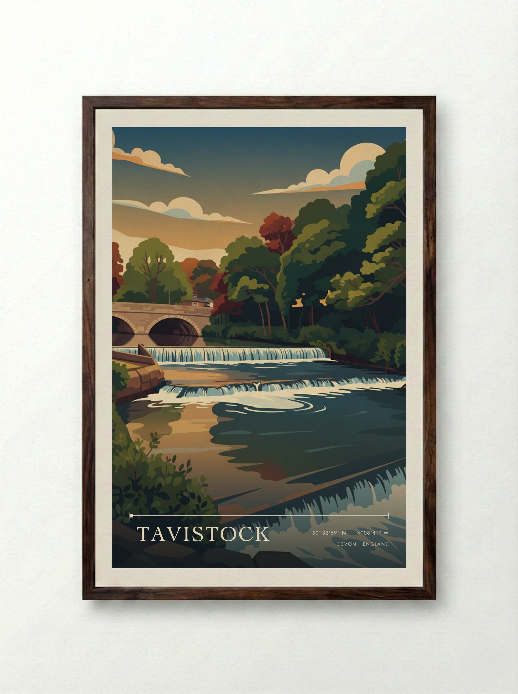 Tavistock Devon England Travel Poster - Framed Print Dark Wood
