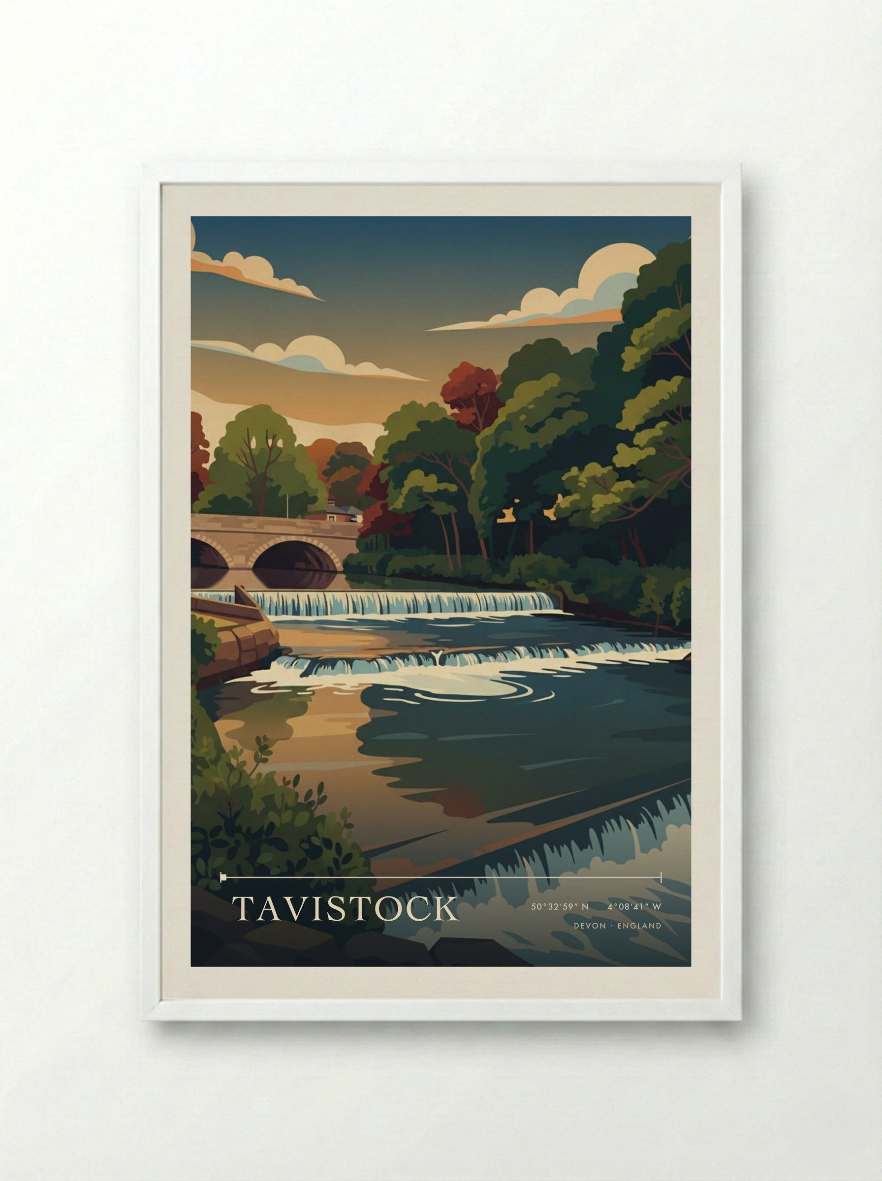 Tavistock Devon England Travel Poster - Framed Print White
