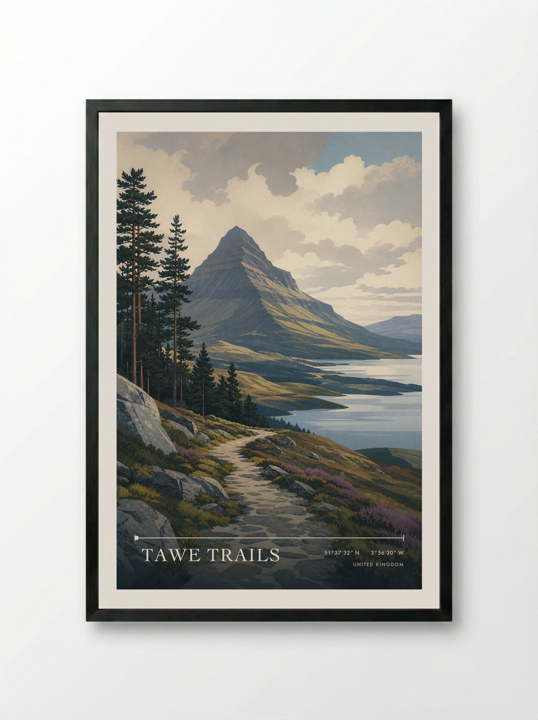 Tawe Trails United Kingdom Travel Poster - Framed Print Black