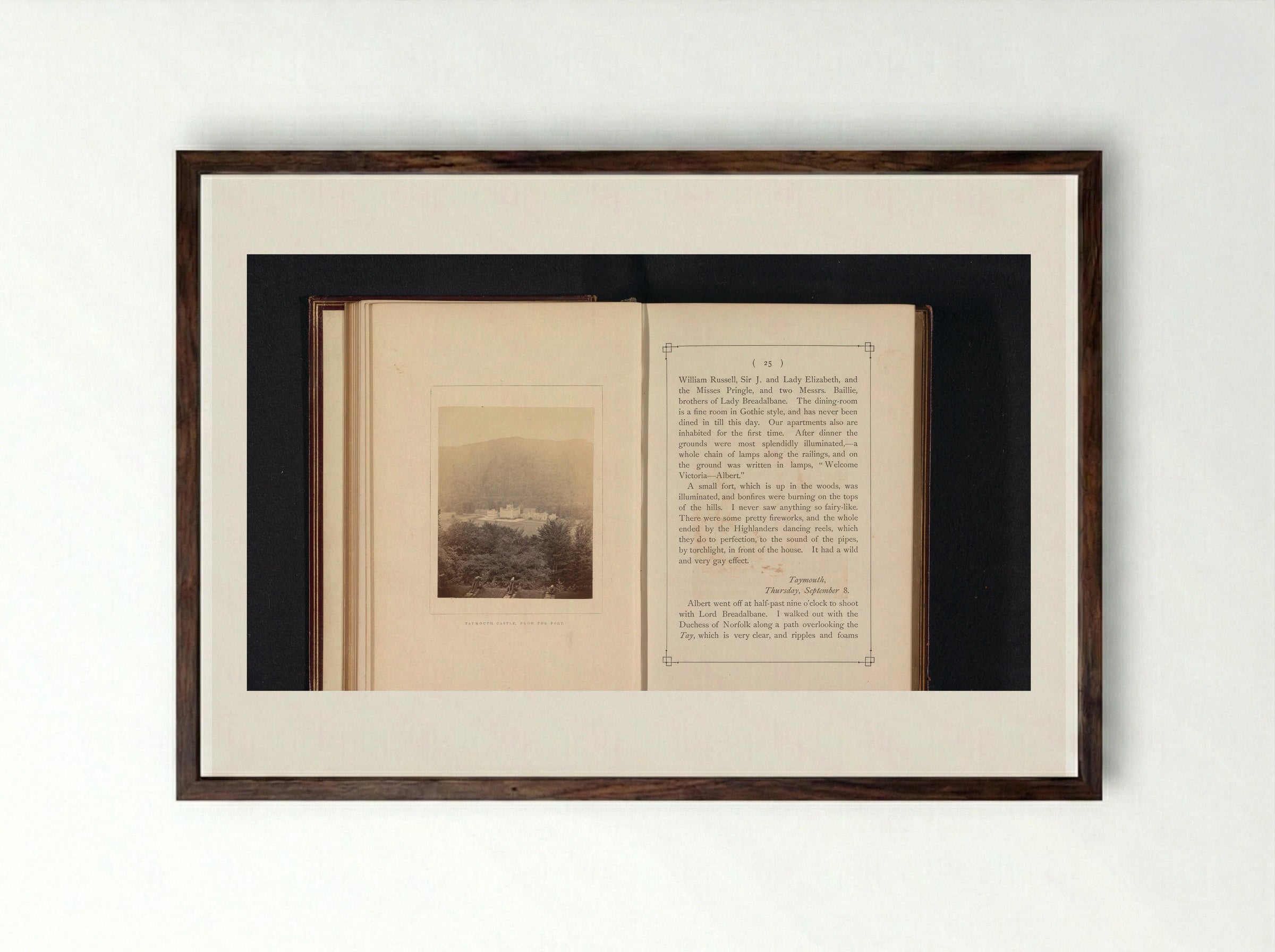 Taymouth Castle, from the Fort - George Washington Wilson - Framed Print Dark Wood