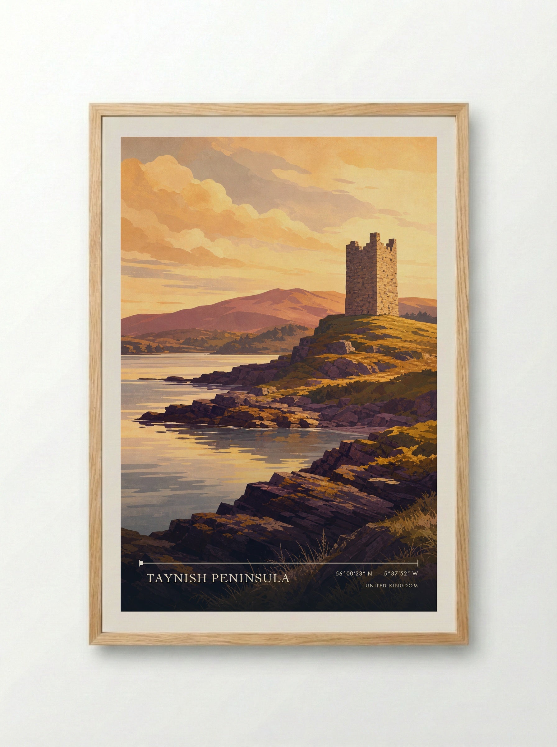 Taynish Peninsula United Kingdom Travel Poster - Framed Print Wood