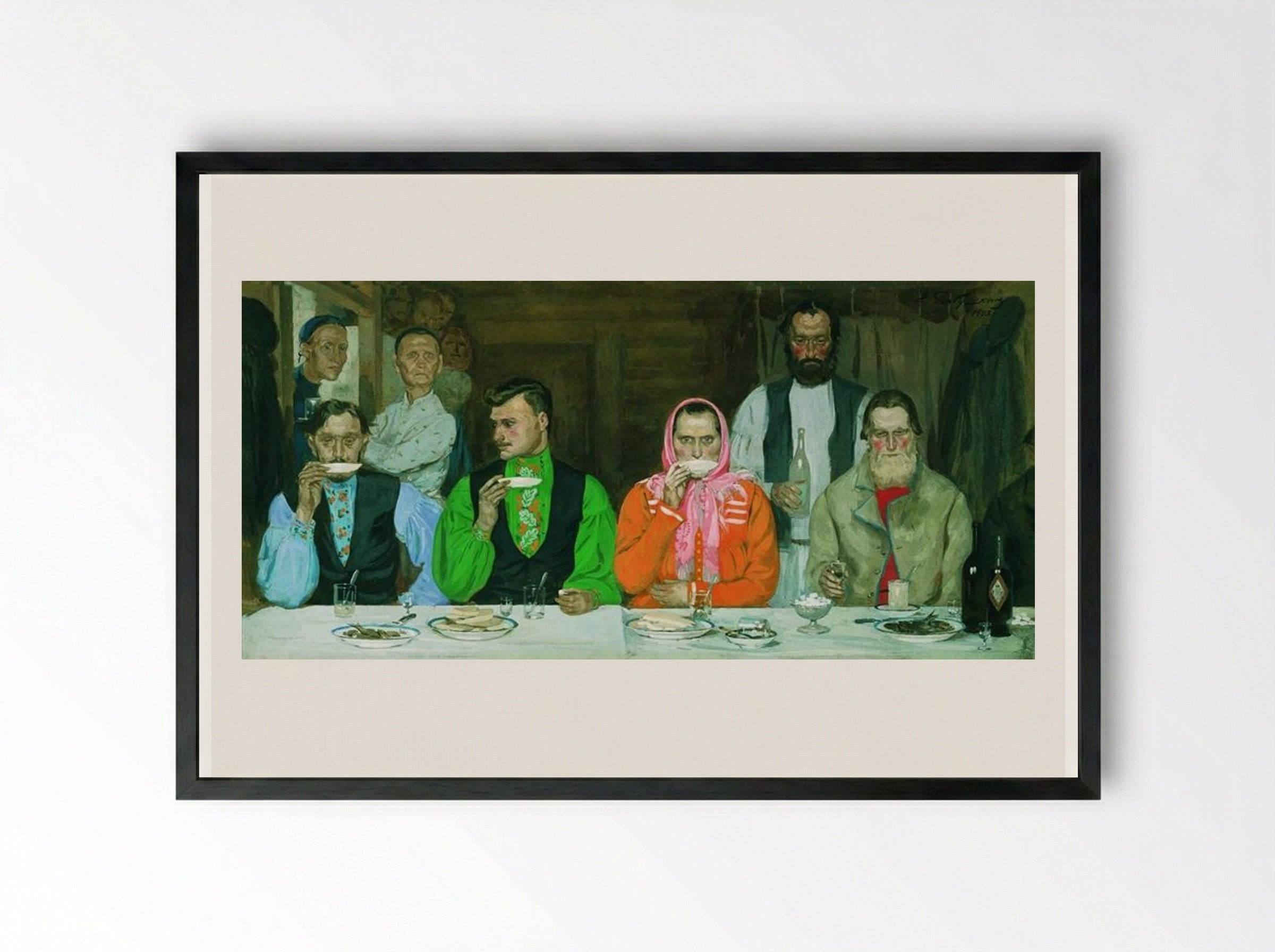 Tea Party - Andrei Ryabushkin - Framed Print Black