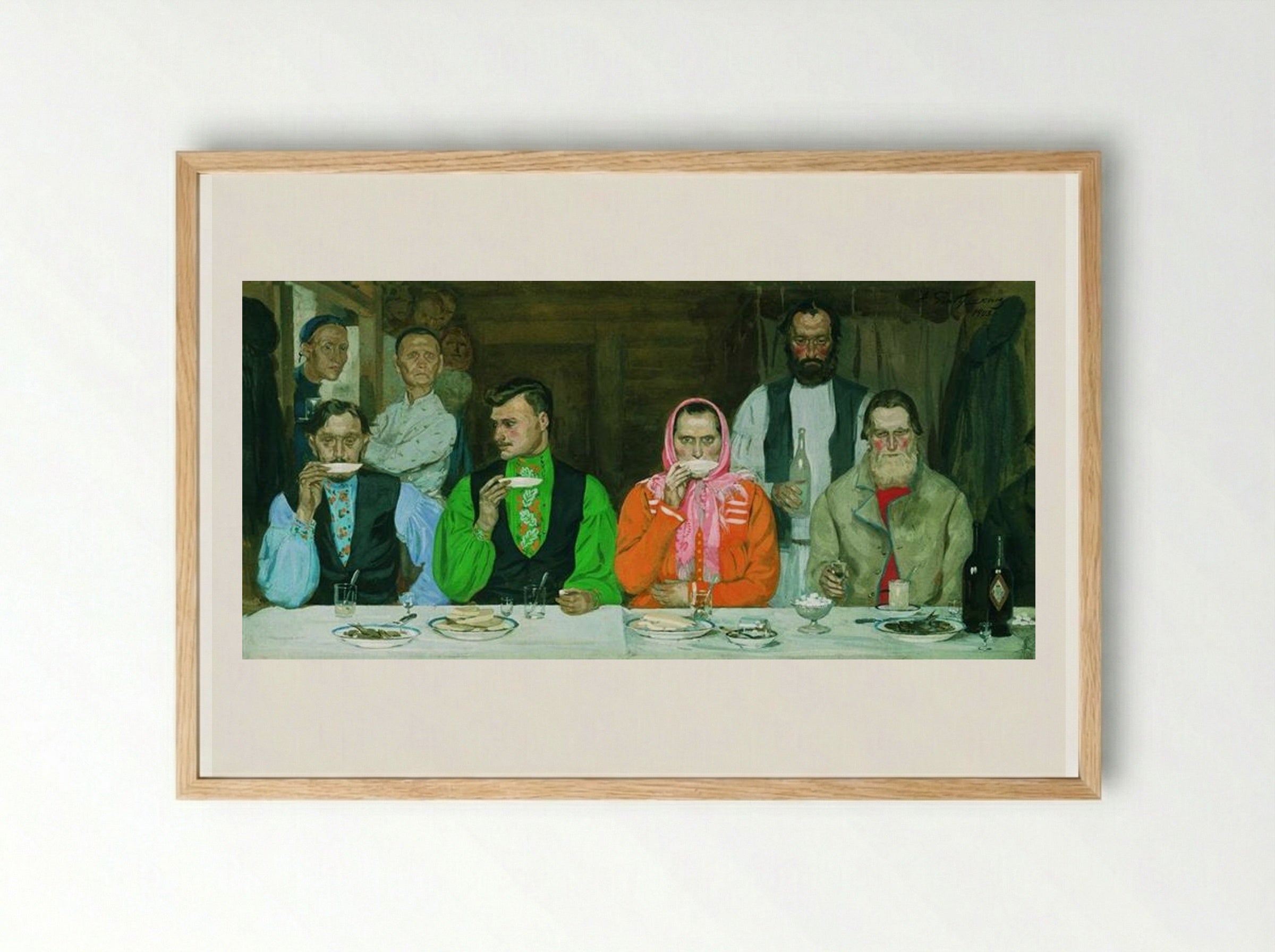 Tea Party - Andrei Ryabushkin - Framed Print Wood
