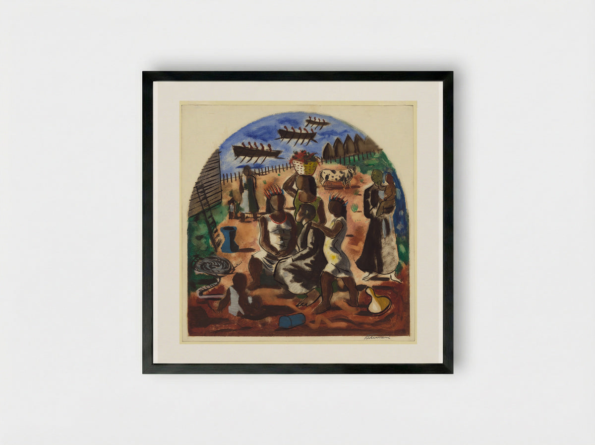 Teaching of the Indians - Candido Portinari - Framed Print Black