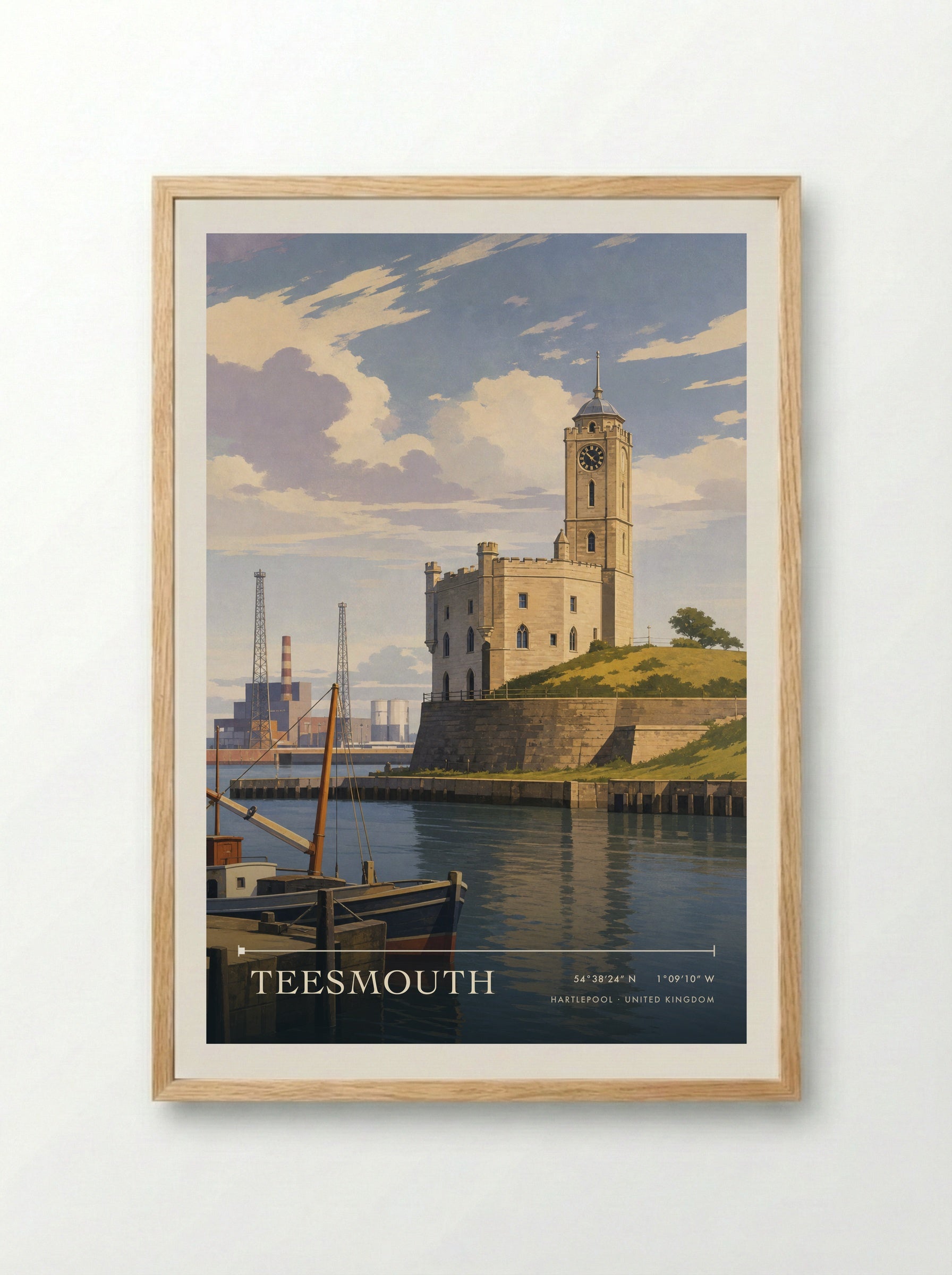 Teesmouth Hartlepool United Kingdom Travel Poster - Framed Print Wood