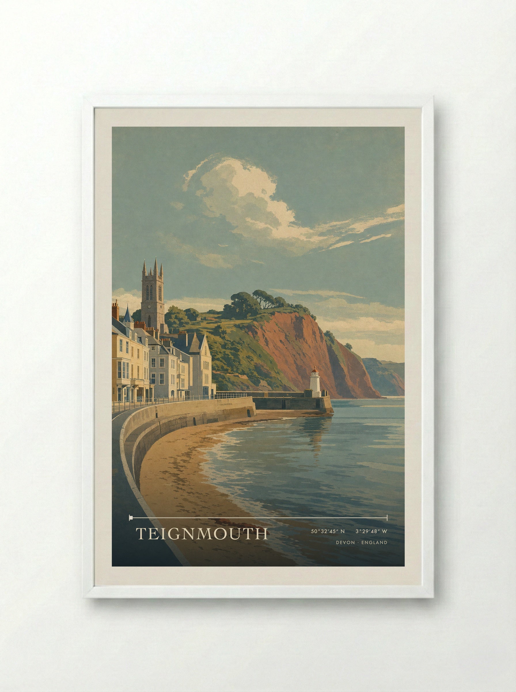 Teignmouth Devon England Travel Poster - Framed Print White